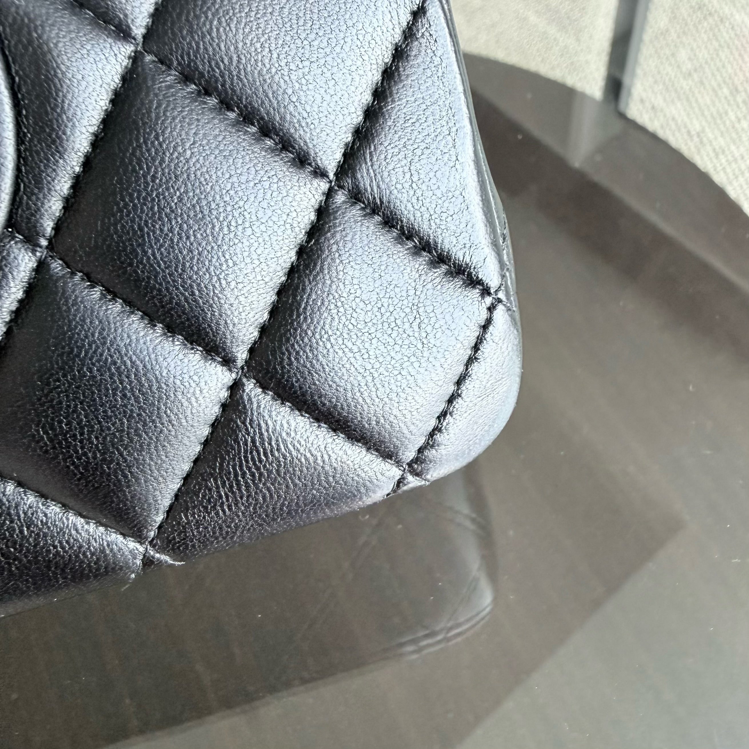 Chanel Classic Flap Medium - 25CM Quilted Lambskin Black Silver Hardware Series 15