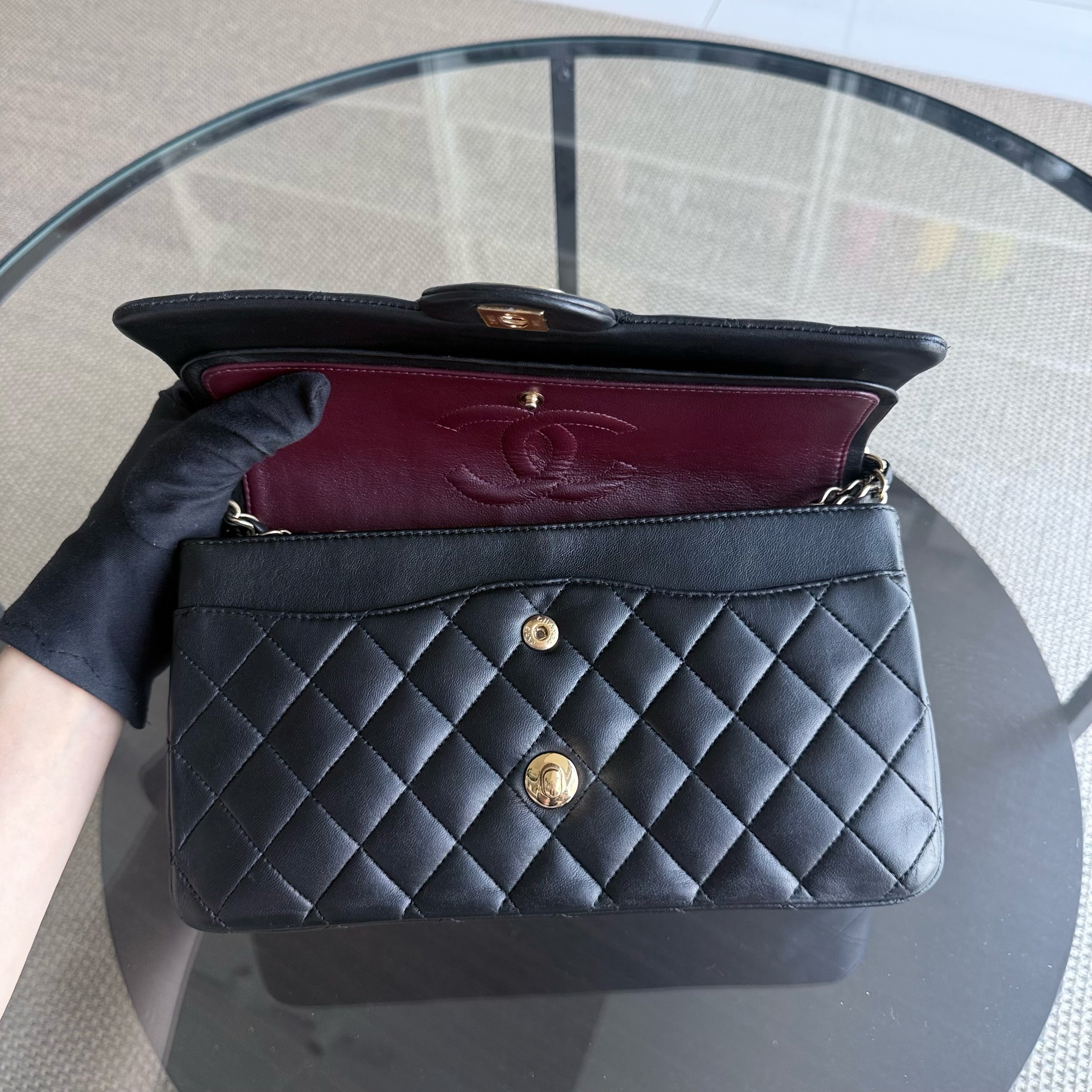 Chanel Classic Flap Medium - 25CM Quilted Lambskin Black Gold Hardware Sereis 13