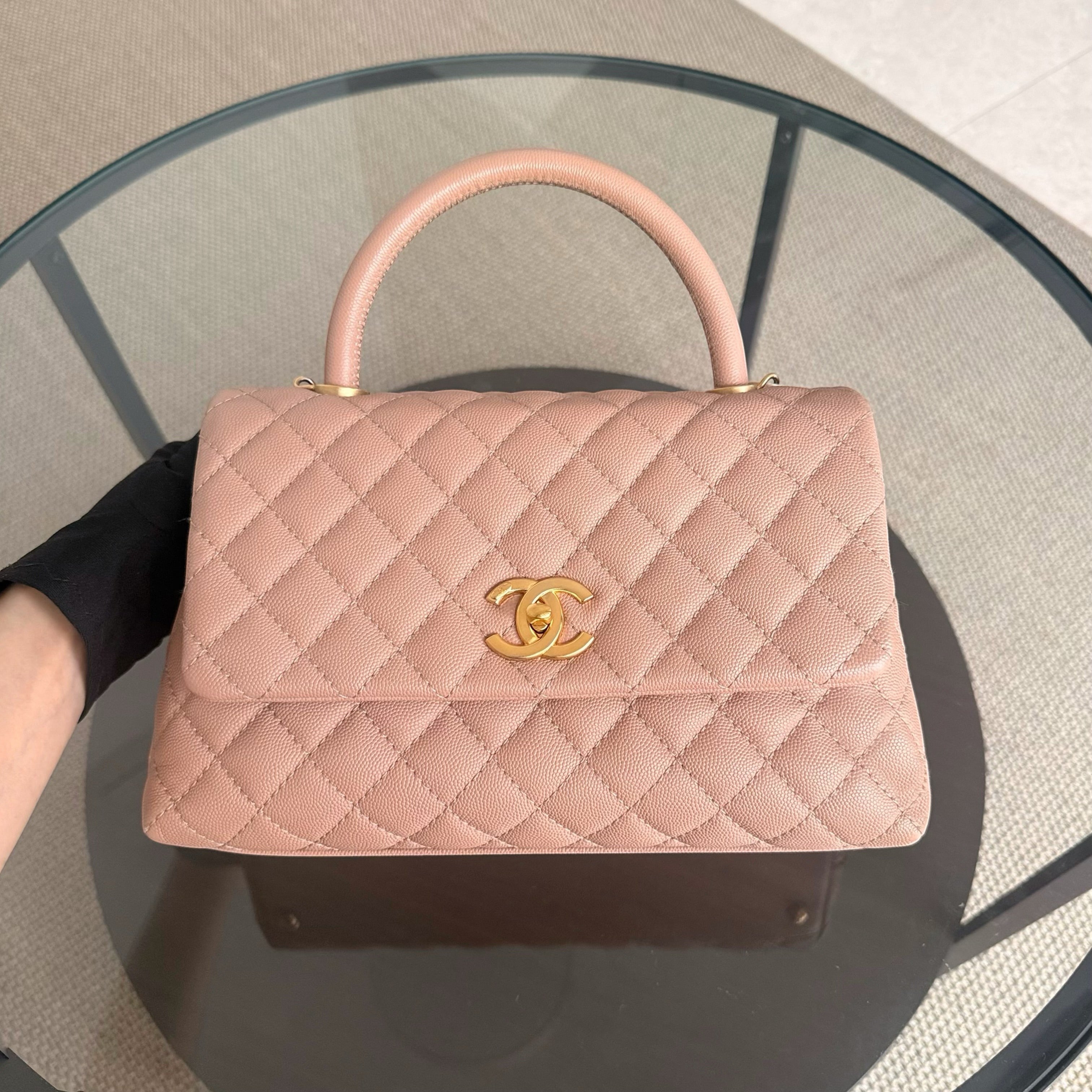 Chanel Coco Handle Medium - Caviar Quilted Beige Gold Hardware Series 26