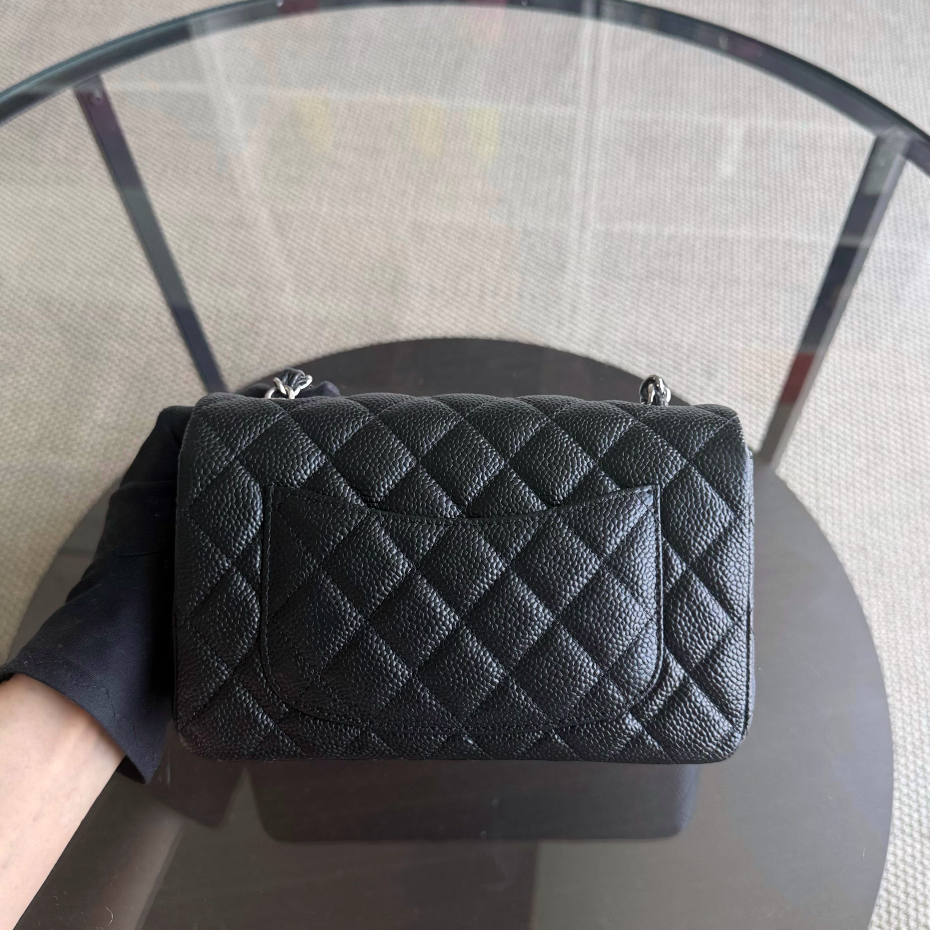 Chanel Caviar Mini Rectangle Classic Flap - 20CM Quilted Black Silver Hardware Series 20