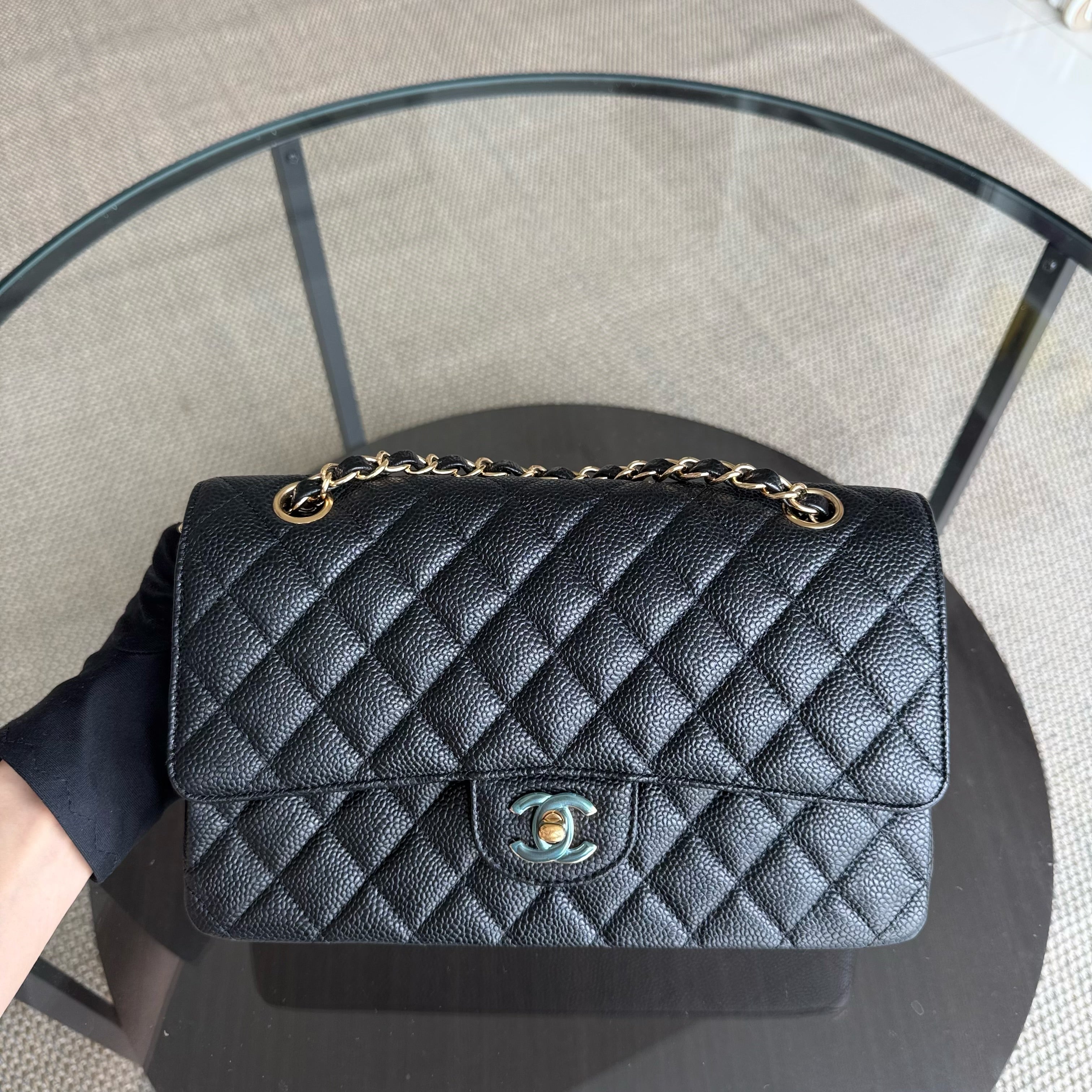 Chanel Classic Flap Medium - Caviar 25CM Quilted Black Gold Hardware Series 21