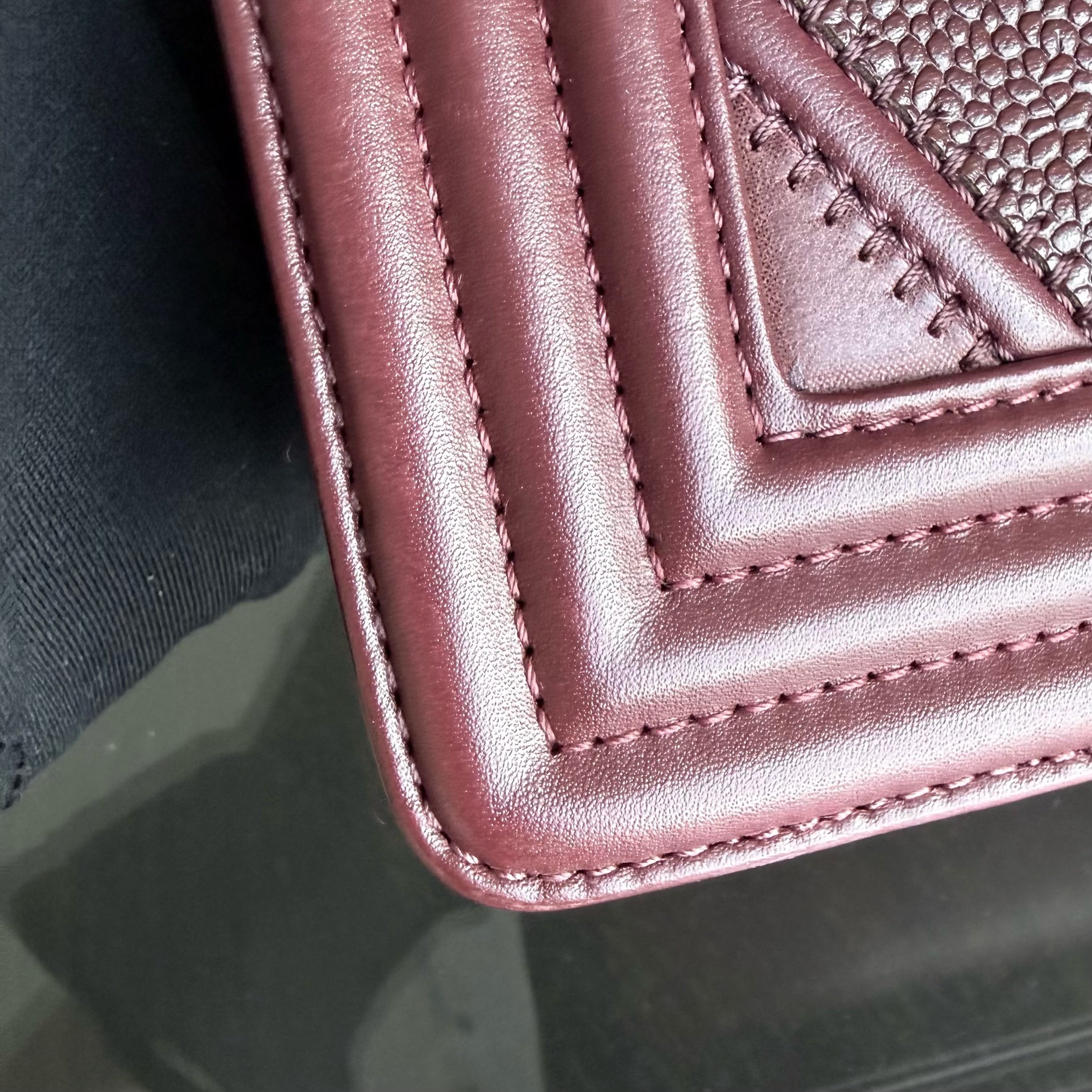 Boy Small 20CM Chevron Tri-skin Calfskin Burgundy GHW No 22