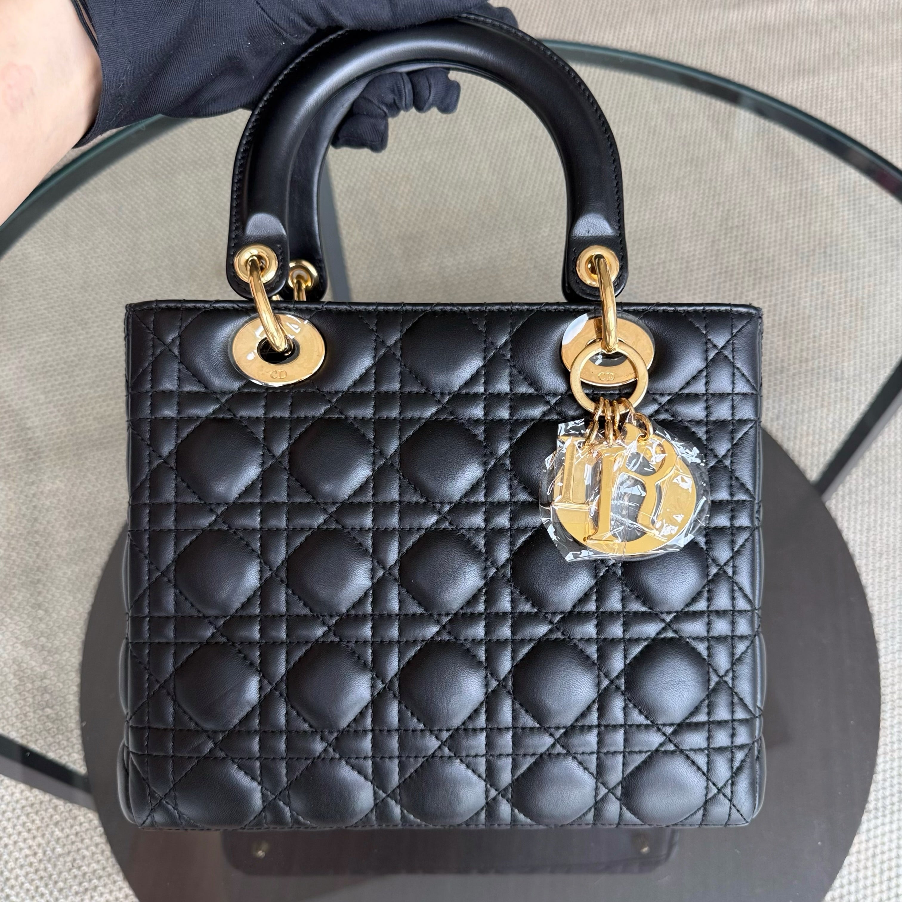 Dior Lady Medium - Canange Lambskin Black Gold Hardware