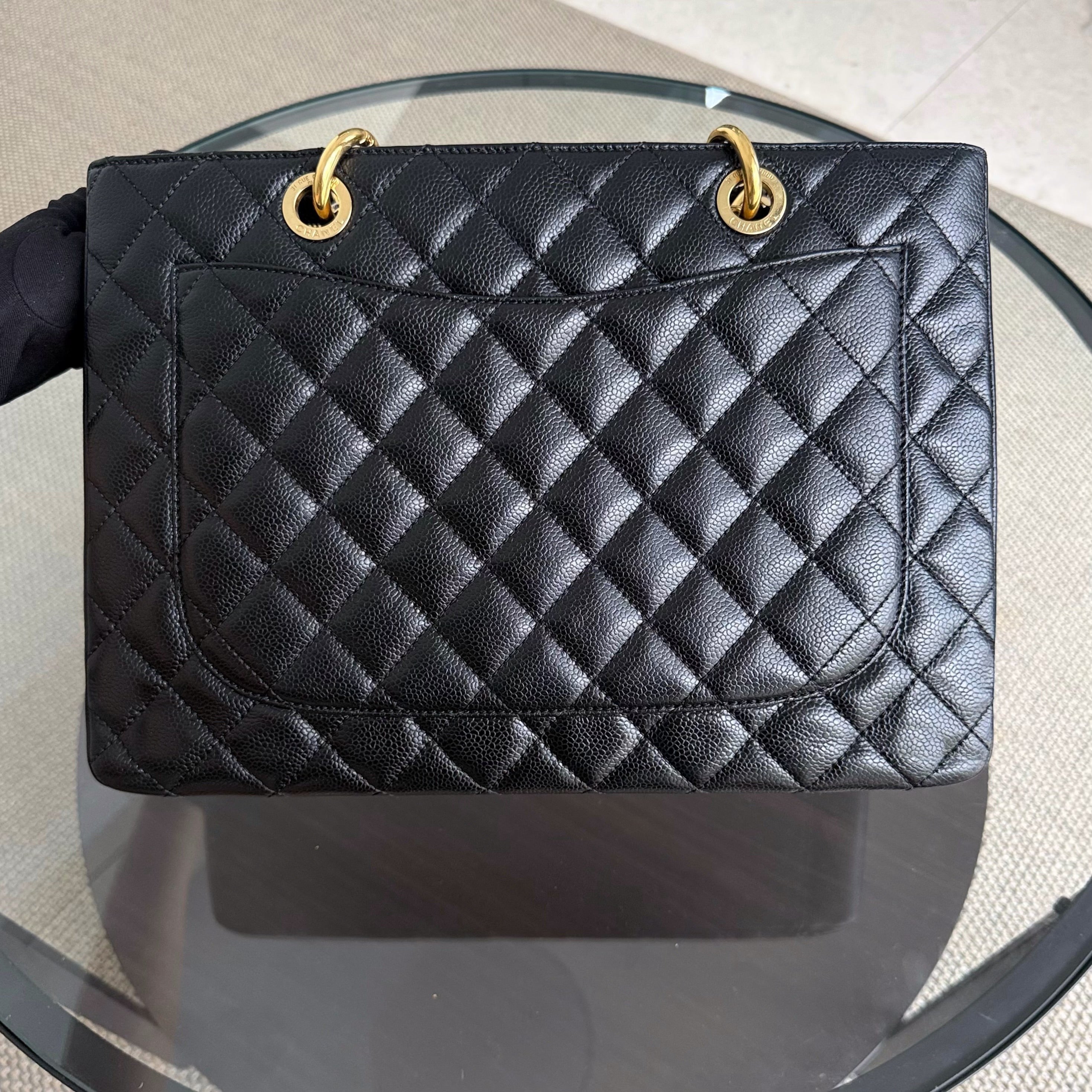 Chanel GST Grand Shopping Tote - Caviar Quilted Black Gold Hardware Series 13