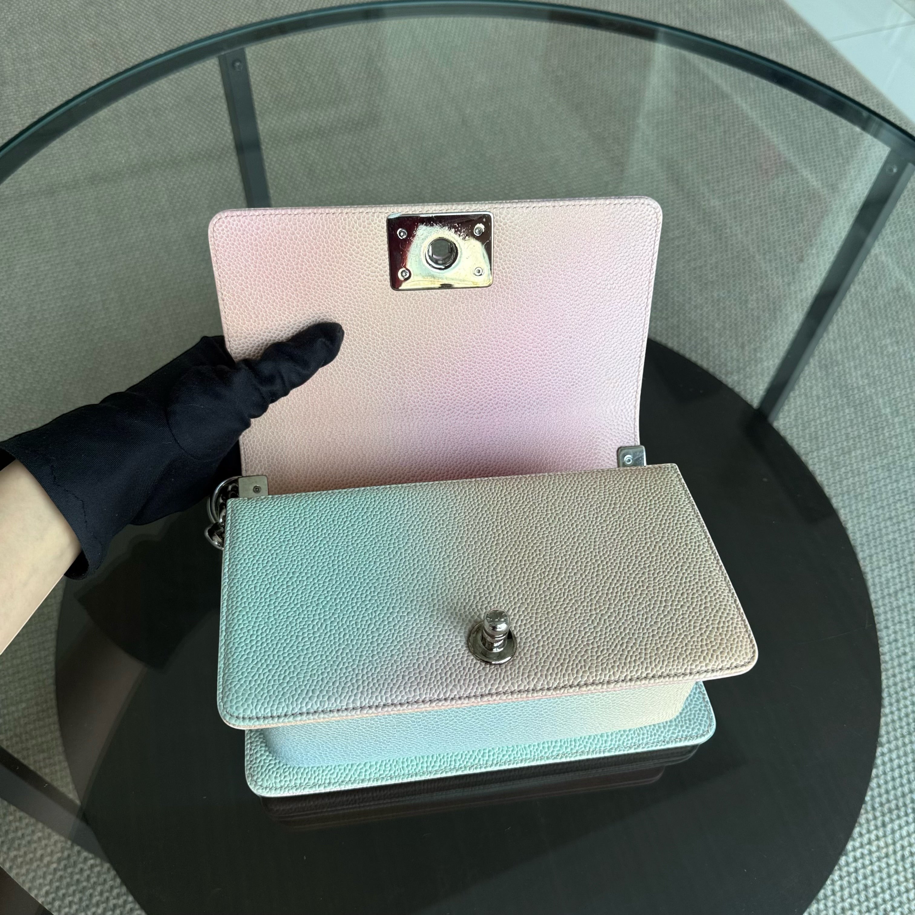 Chanel Boy Small Limited Edition - Caviar Quilted Rainbow Silver Hardware Series 25