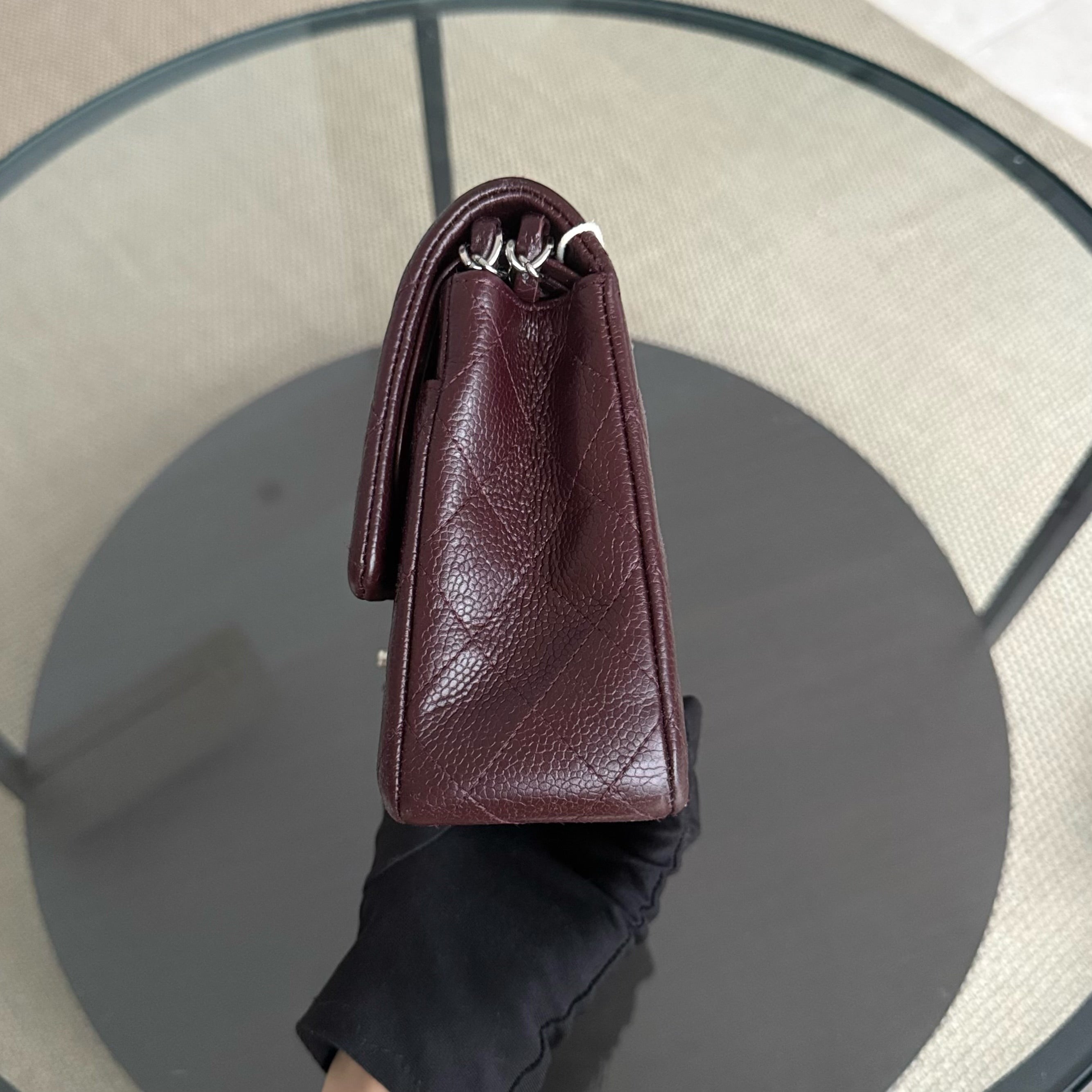 Chanel Classic Flap Medium - Caviar 25CM Quilted Dark Burgundy Silver Hardware Series 20