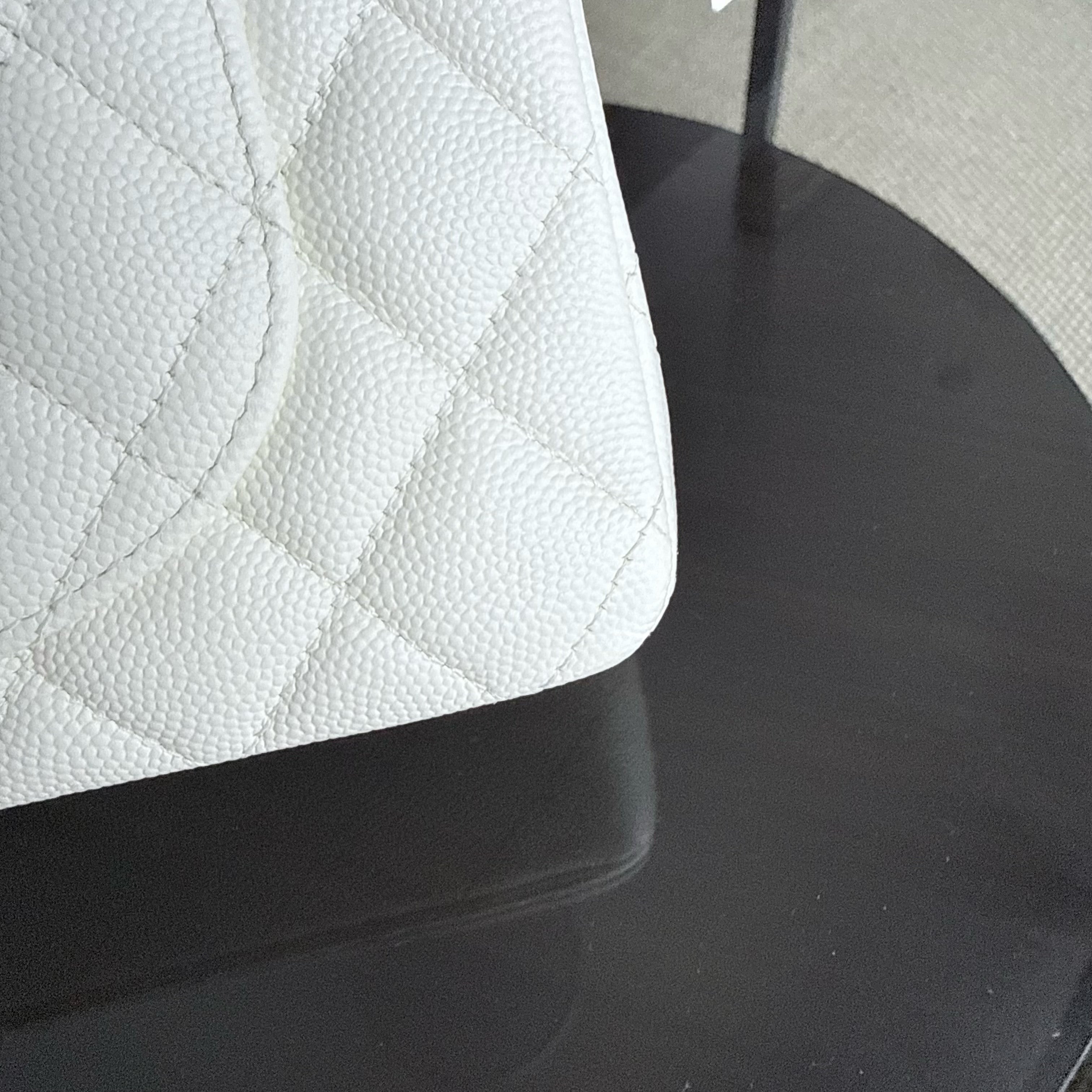 Chanel Classic Flap Small - Caviar 23CM Quilted White Light Gold Hardware Microchip