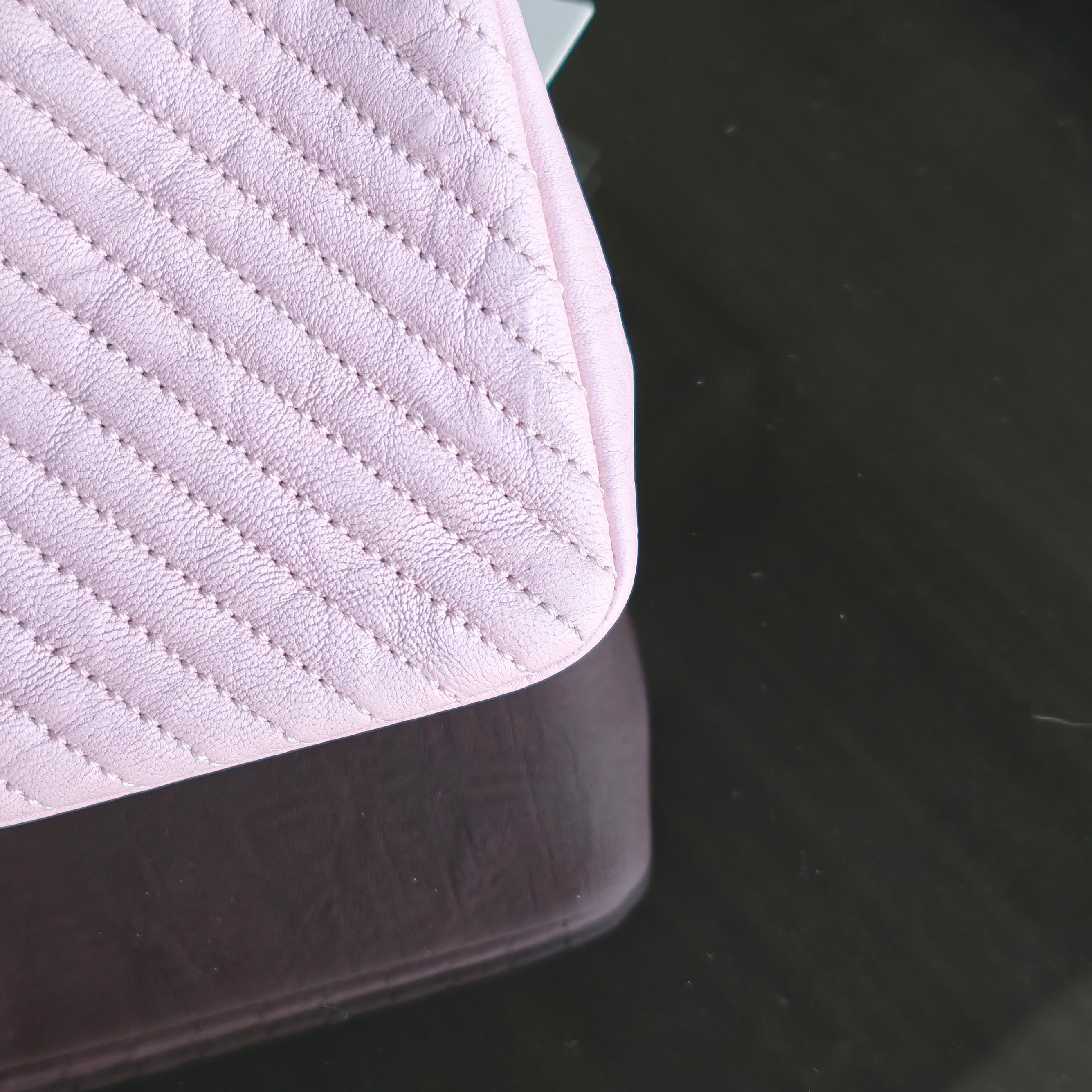 Chanel Seasonal Flap - Chevron Surpique CC Herringbone Medallion Flap Light pink Gold Hardware Series 22