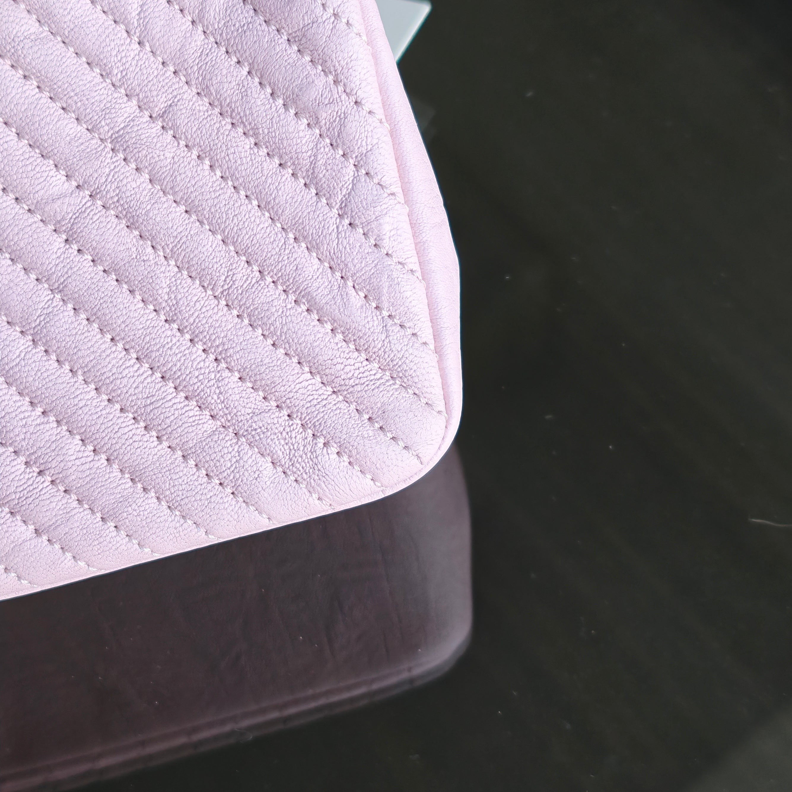 Chanel Seasonal Flap - Chevron Surpique CC Herringbone Medallion Flap Light pink Gold Hardware Series 22