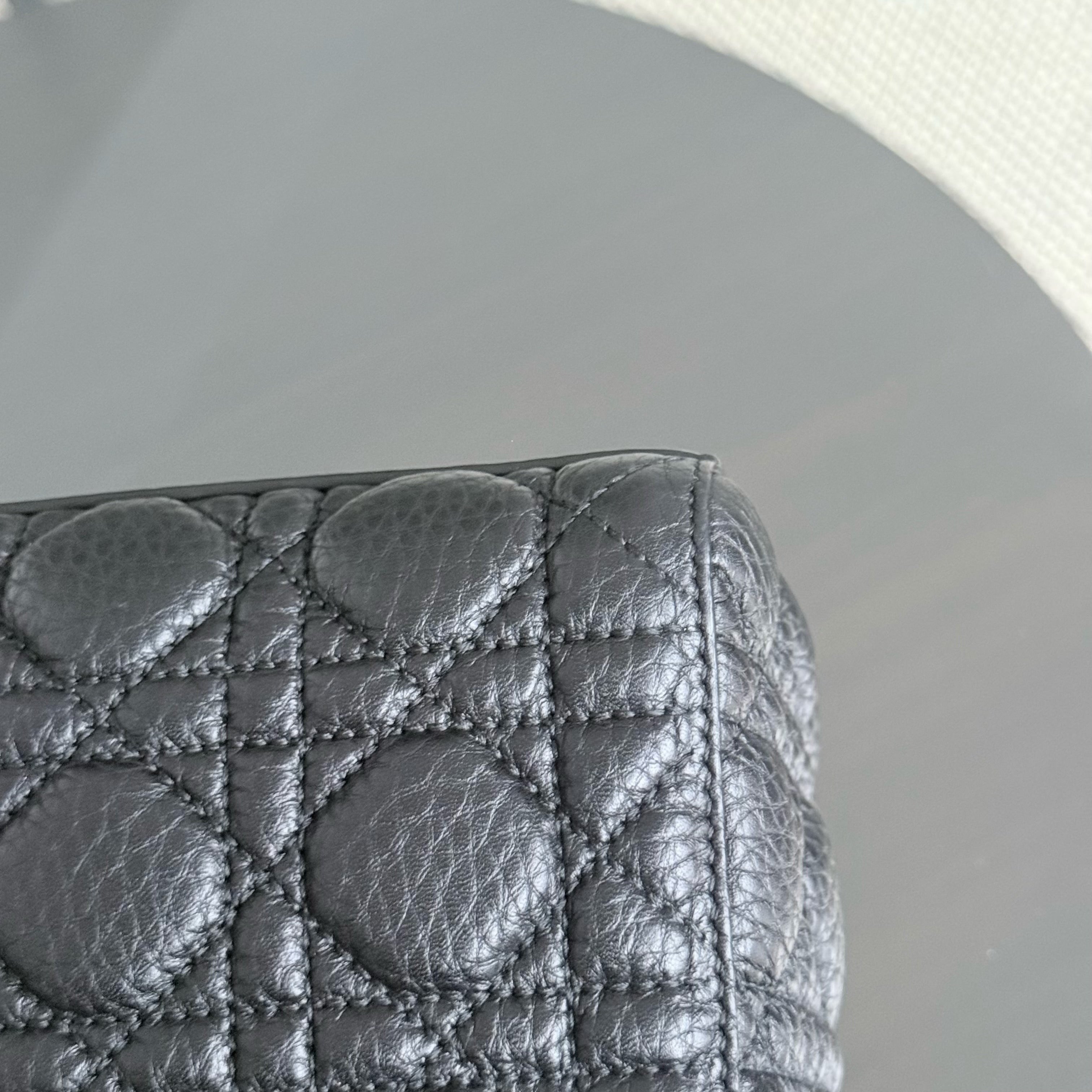 Dior Lady Medium Flap - Cannage Calfskin Black Gold Hardware No Strap