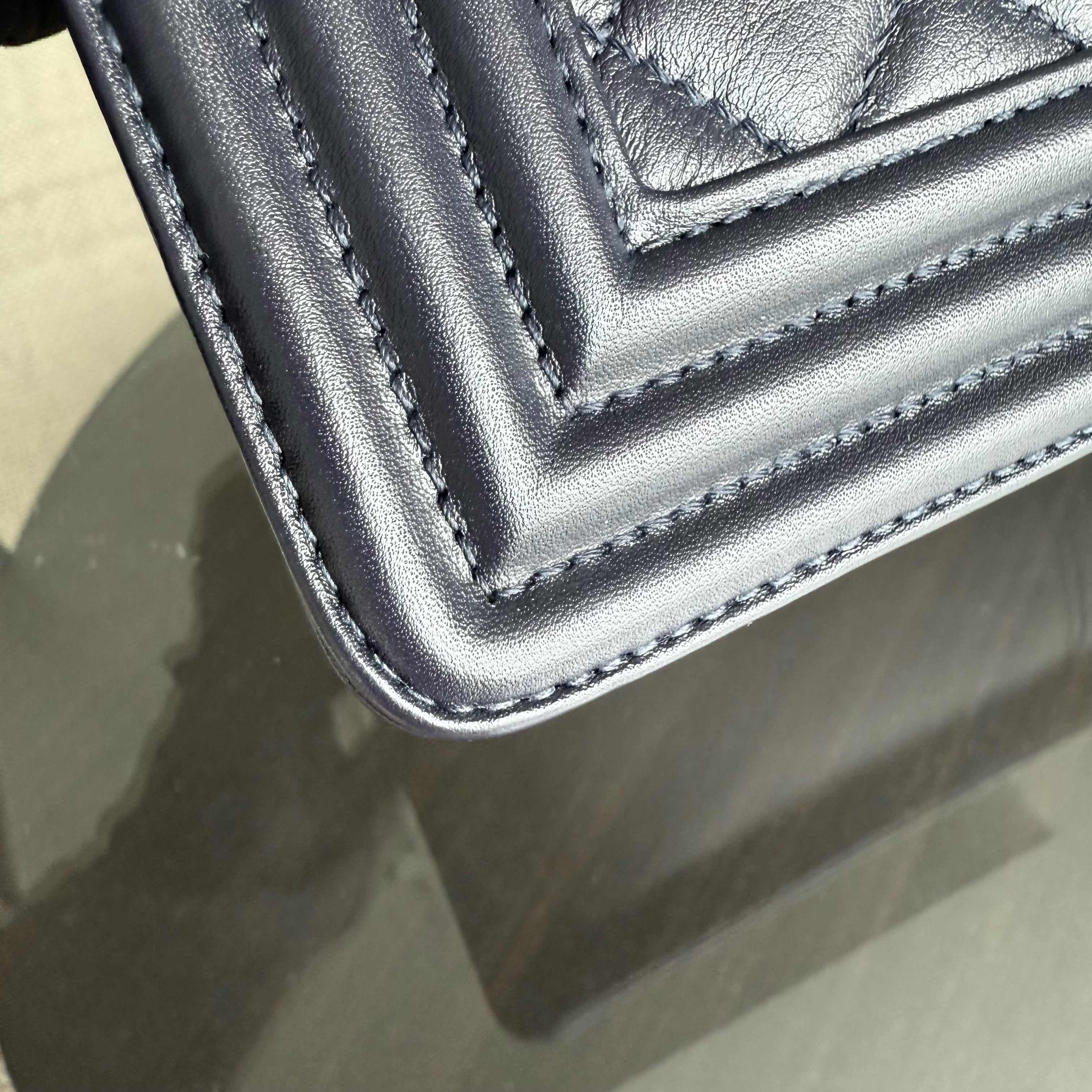 Chanel Boy Medium - Calfskin 25CM Quilted Dark Blue Gold Hardware Series 26