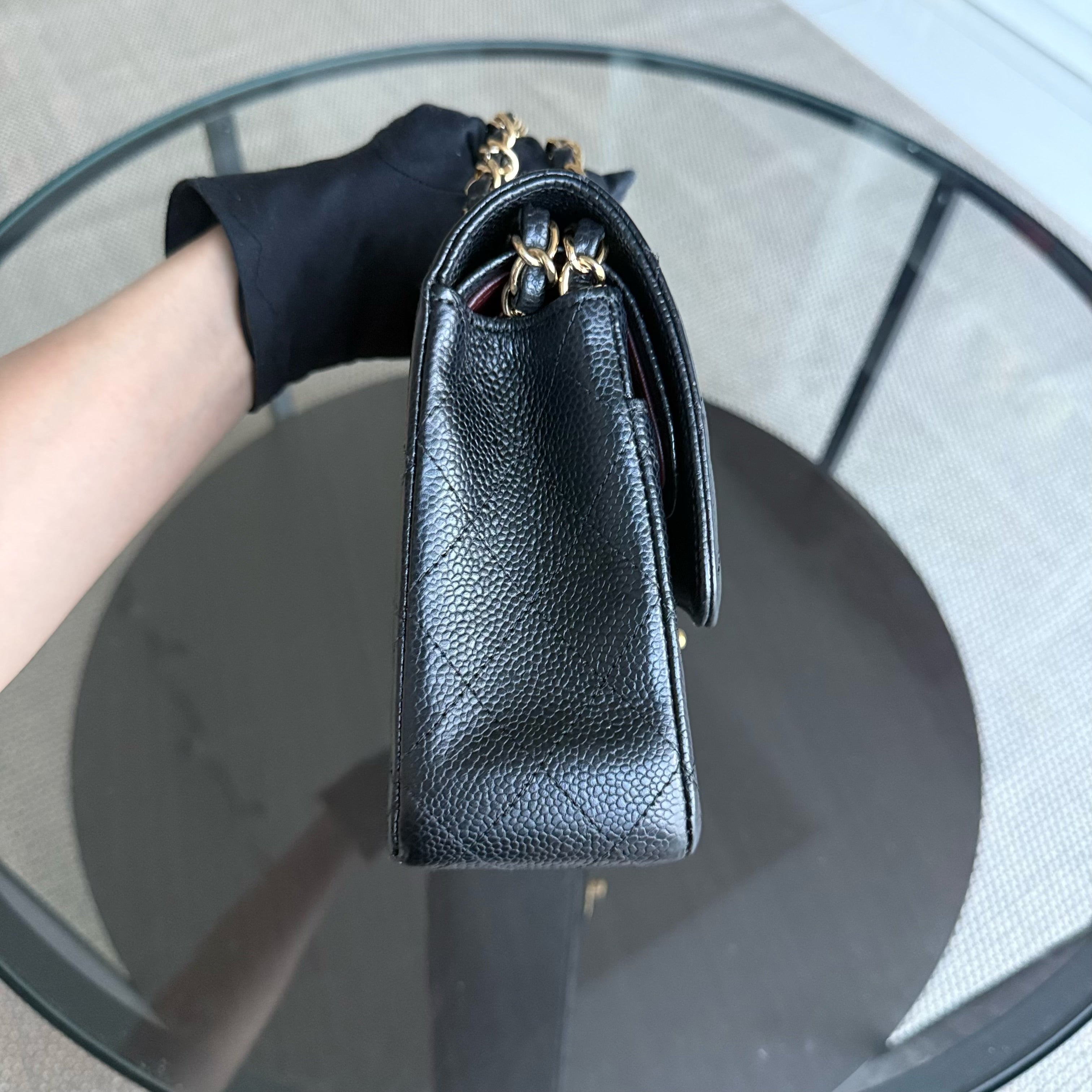 Chanel Classic Flap Medium - 25CM Quilted Caviar Black Gold Hardware Series 18