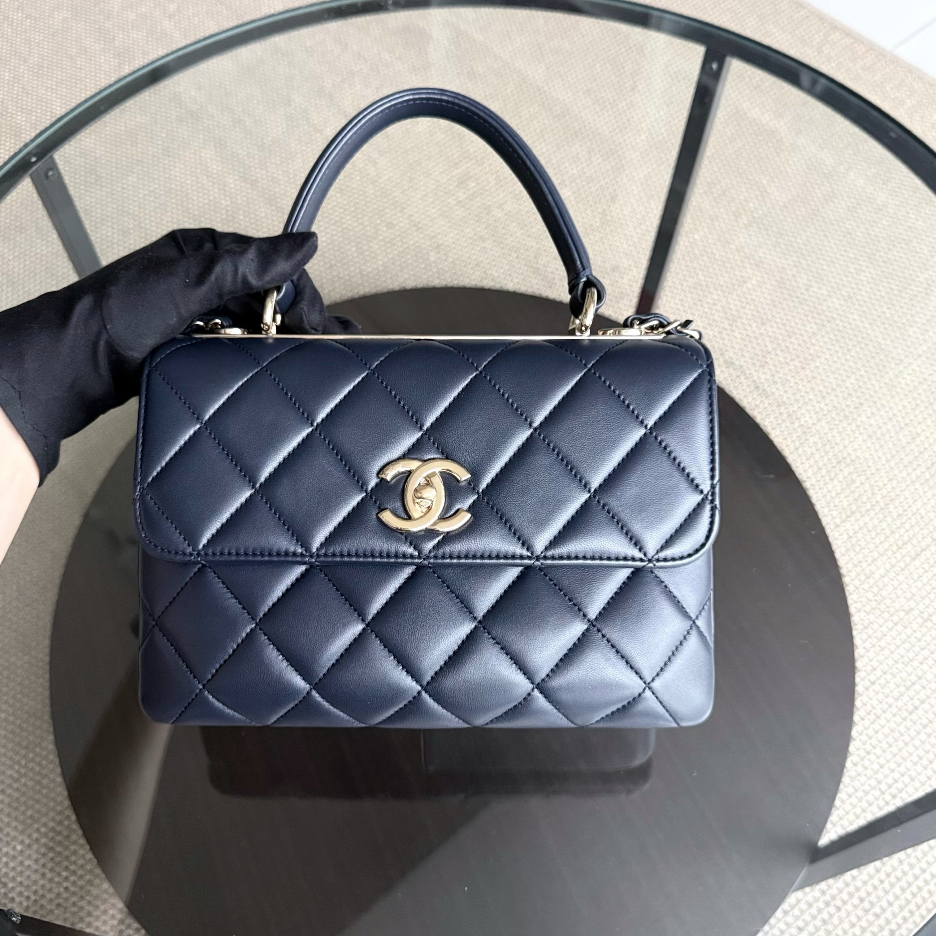 Chanel Trendy CC Small - Quilted Lambskin Dark Navy Blue Gold Hardware Series 23