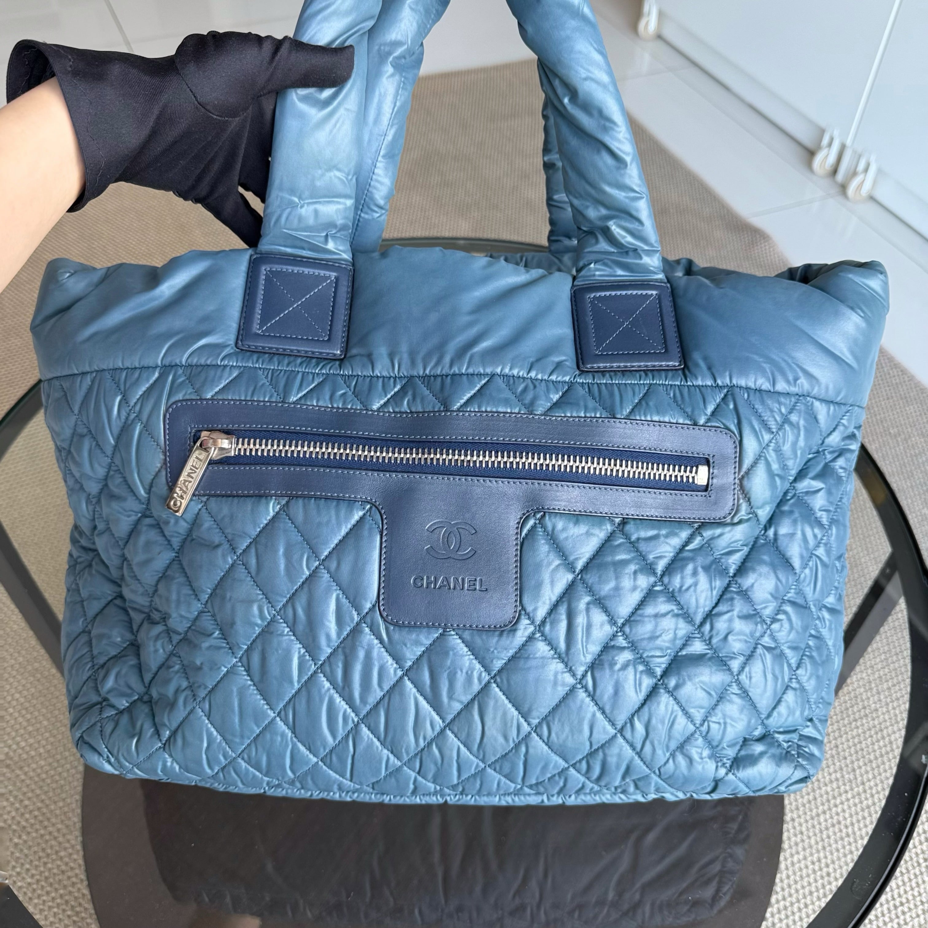 Coco Cocoon Quilted Nylon Tote Blue No 13