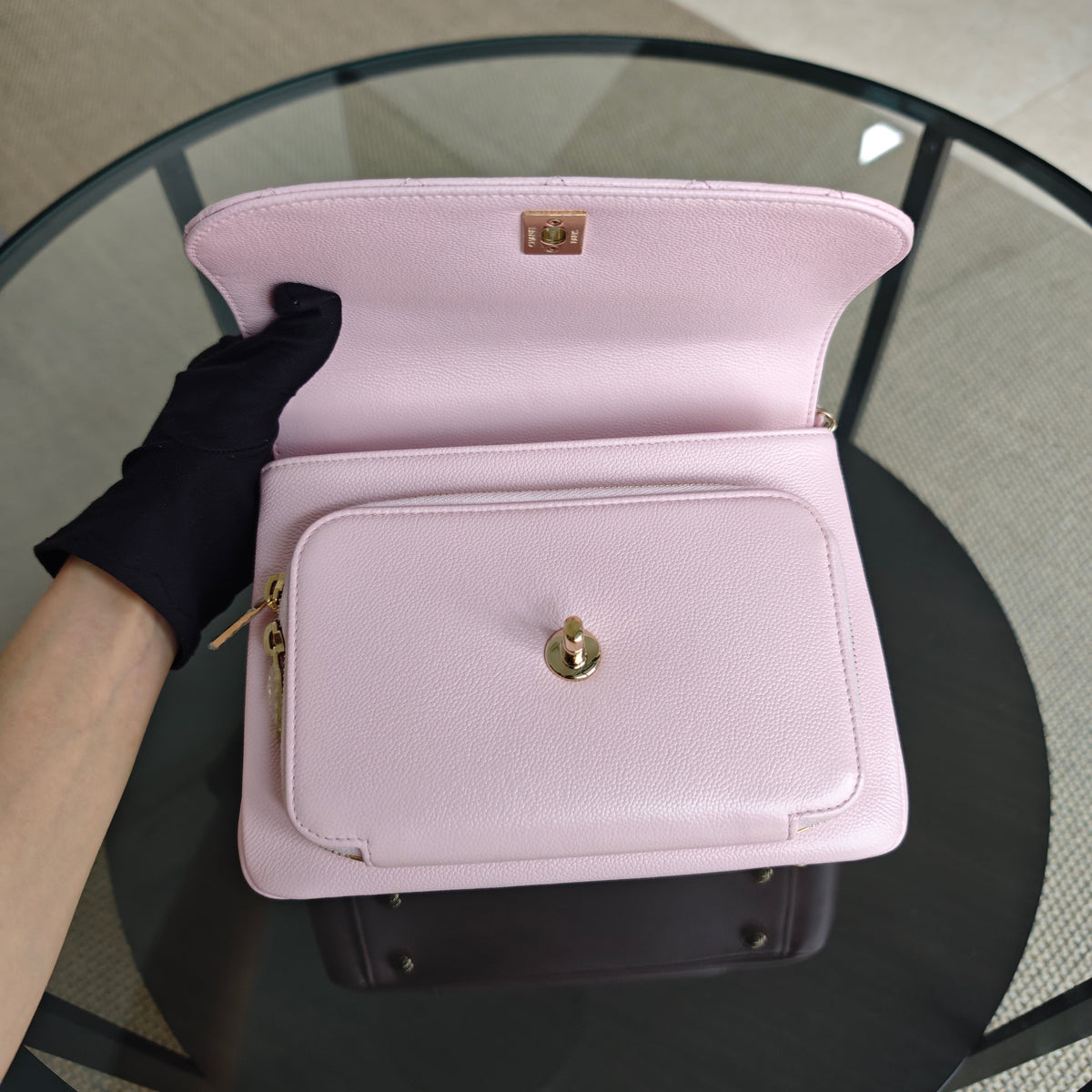 Chanel Business Affinity - Medium 23CM Caviar Quilted Sakura Light Pink Gold Hardware Microchip