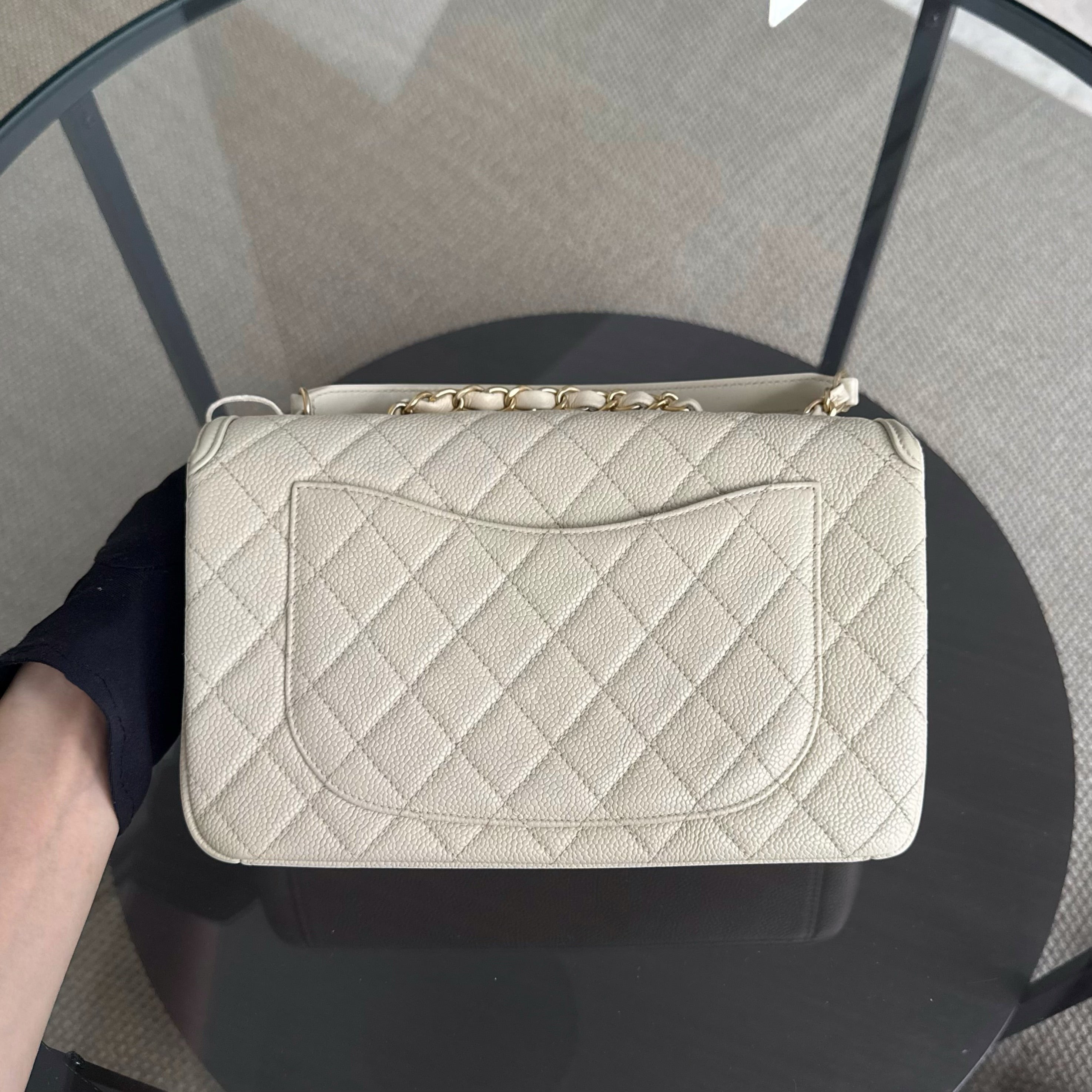 Chanel Filigree CC Medium - 25CM Caviar Quilted Ivory Light Beige Gold Hardware Series 22