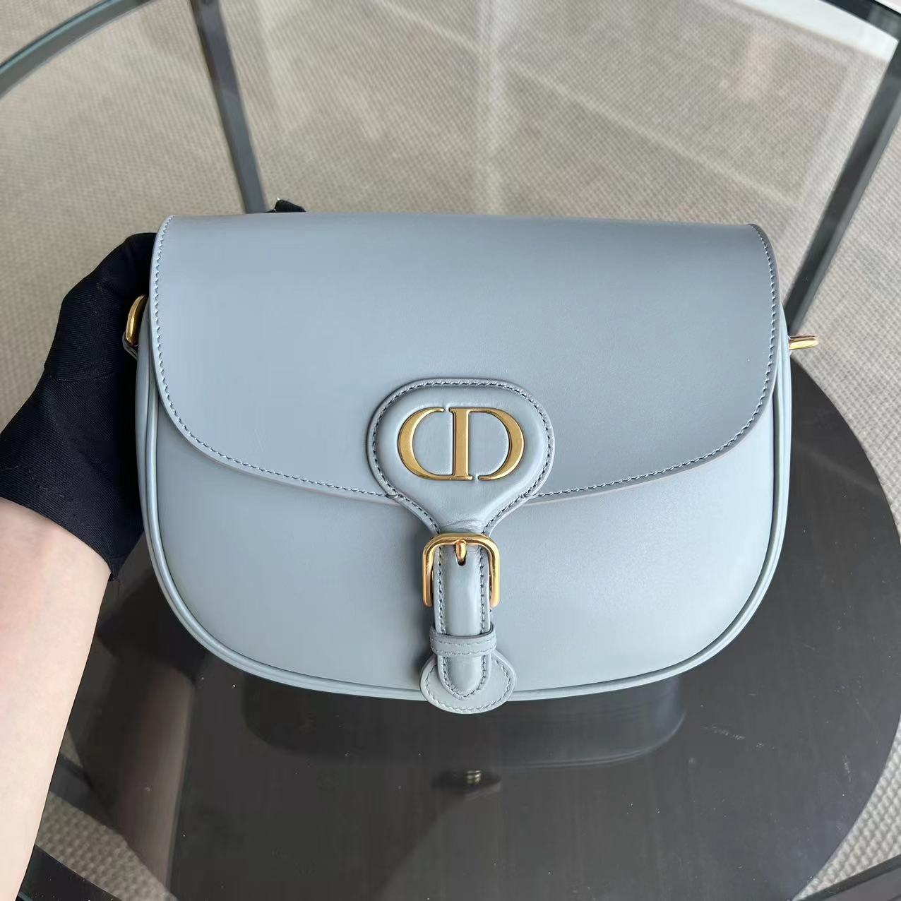 Dior Bobby Medium - Smooth Calfskin Grey Gray Golden Hardware