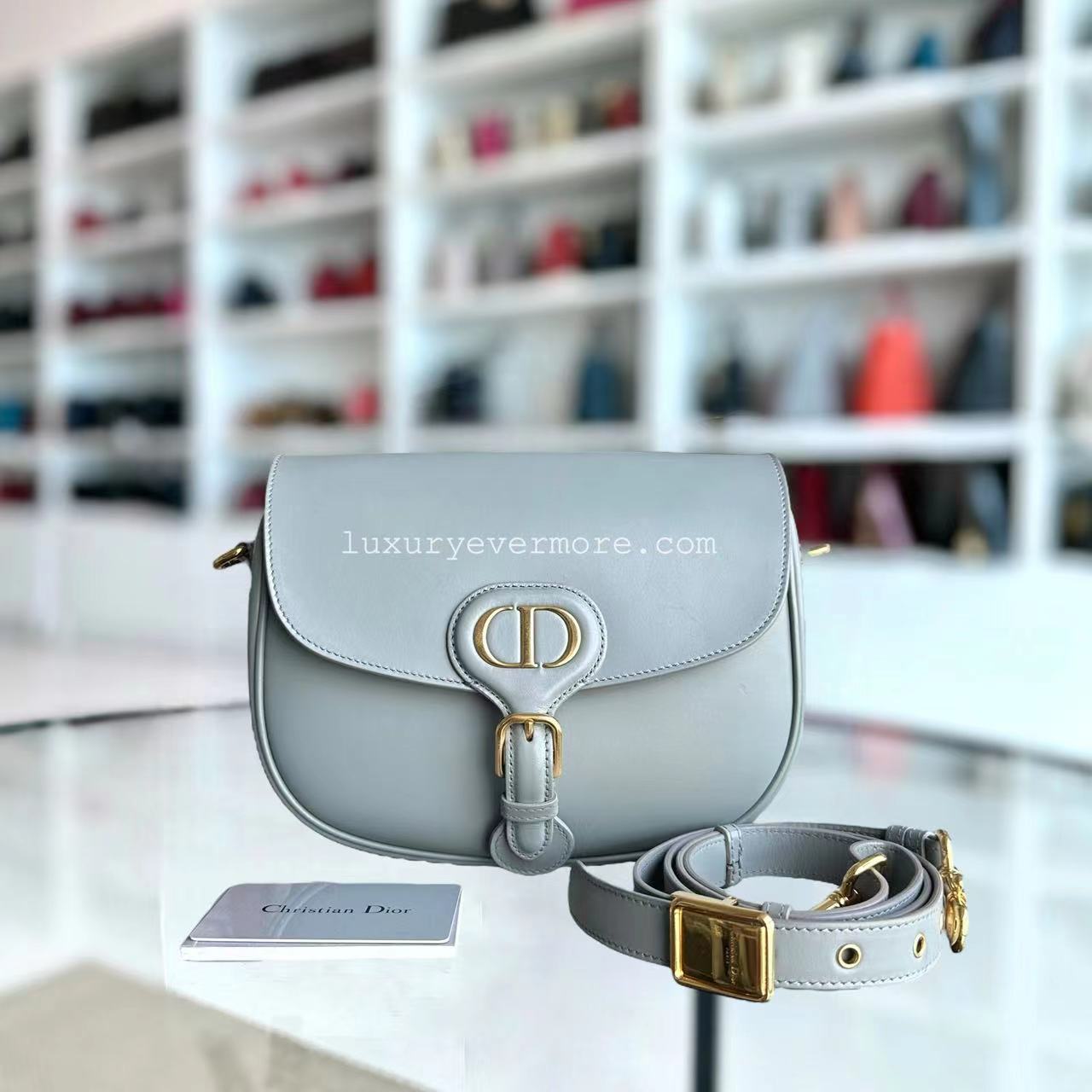 Dior Bobby Medium Smooth Calfskin Grey Gray Golden Hardware