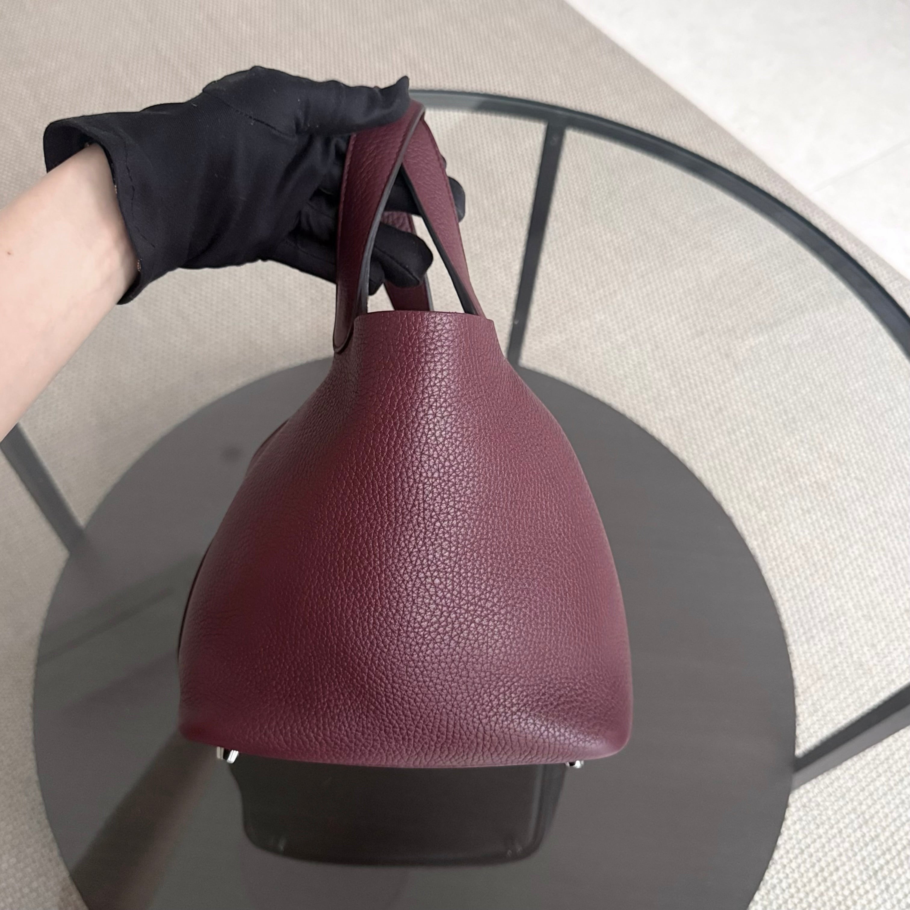 Hermes Picotin 18 - TC Clemence Leather Burgundy Silver Hardware