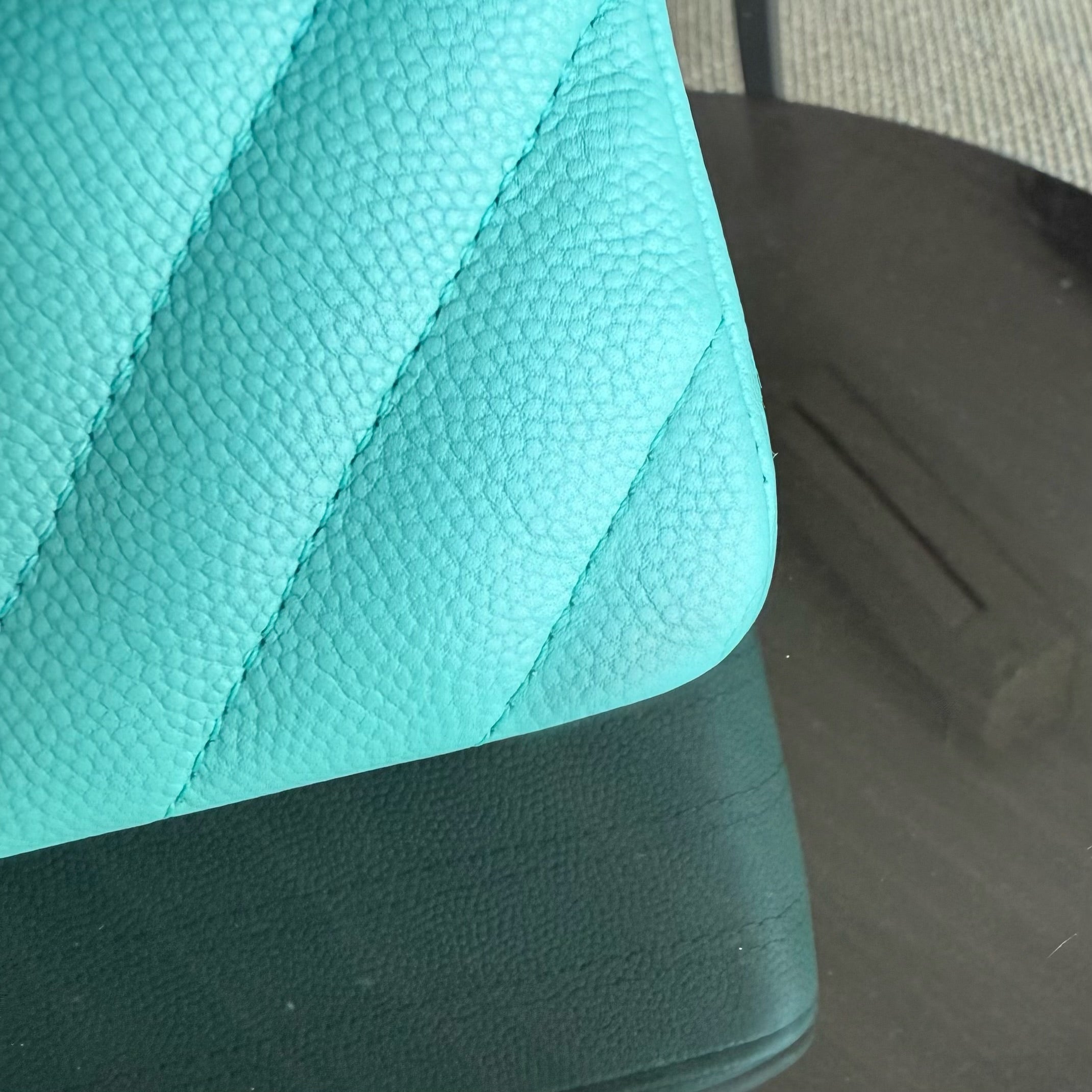 Chanel Classic Flap Small - Caviar 23CM Chevron Light Blue Tiffiny Blue Gold Hardware Series 27