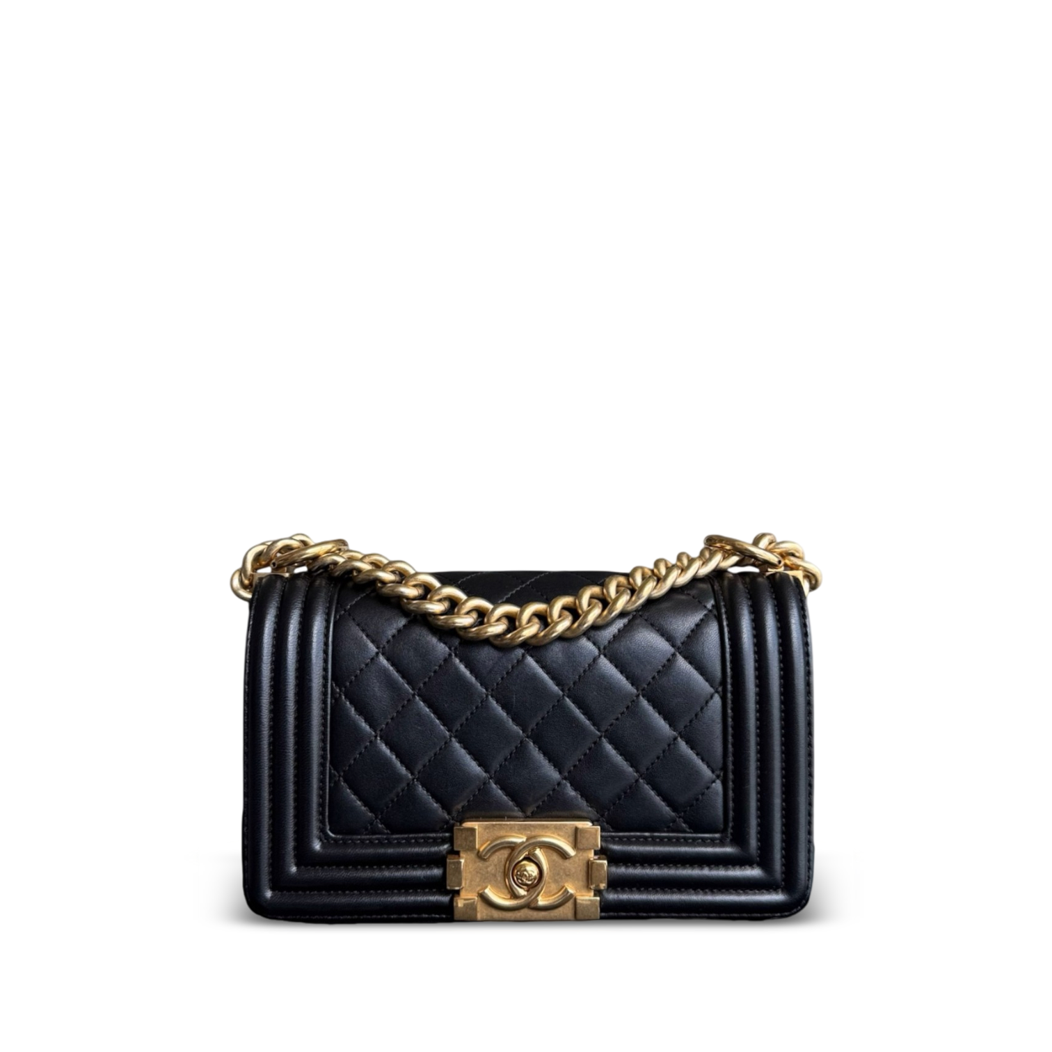 Chanel Boy Small - Quilted Lambskin Black Gold Hardware Series 24
