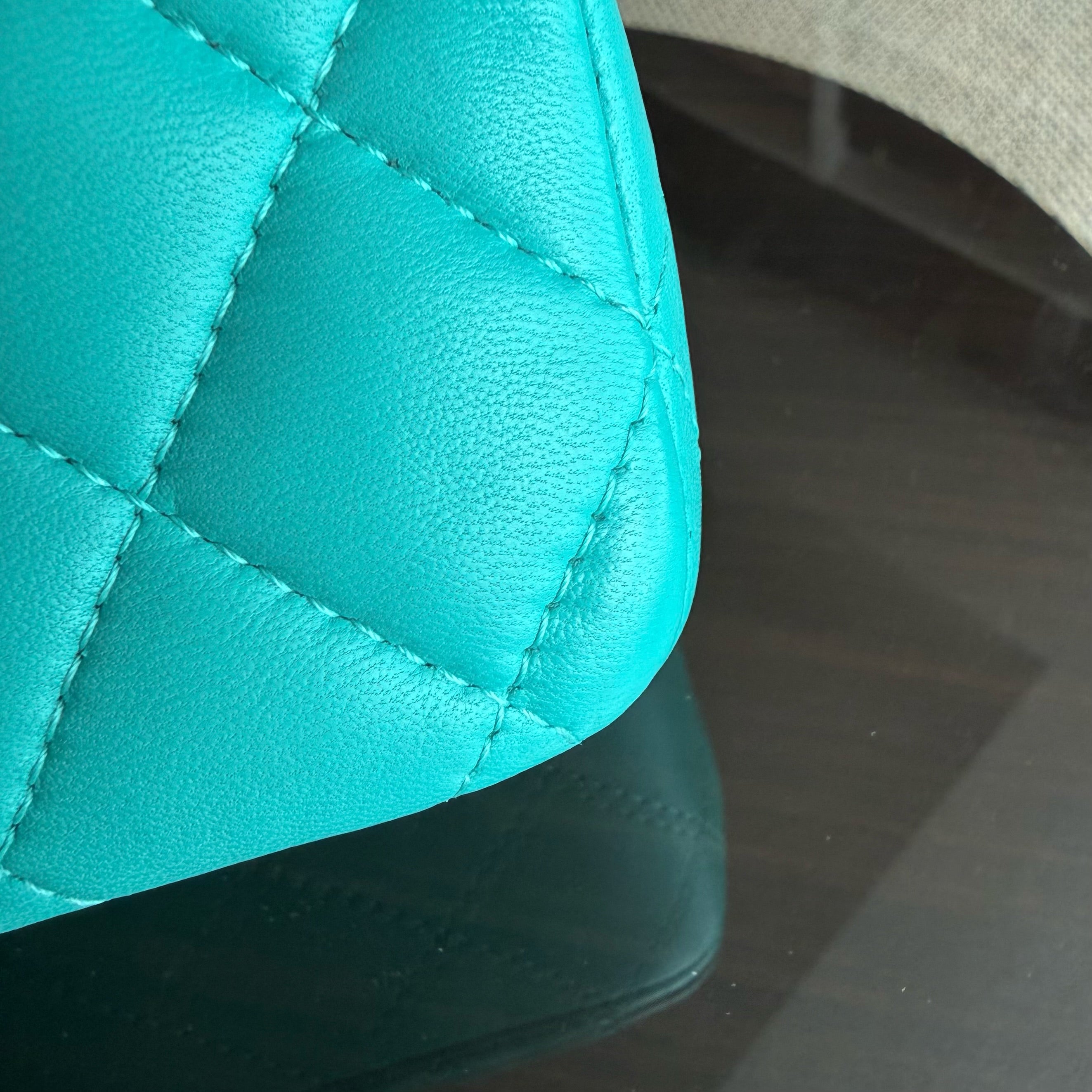 Chanel Classic Flap Medium - 25CM Quilted Lambskin Cyan Gold Hardware Series 23