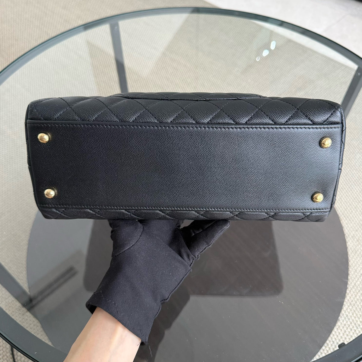 Chanel Coco Handle Medium - Caviar 29CM Quilted Black Gold Hardware Series 31
