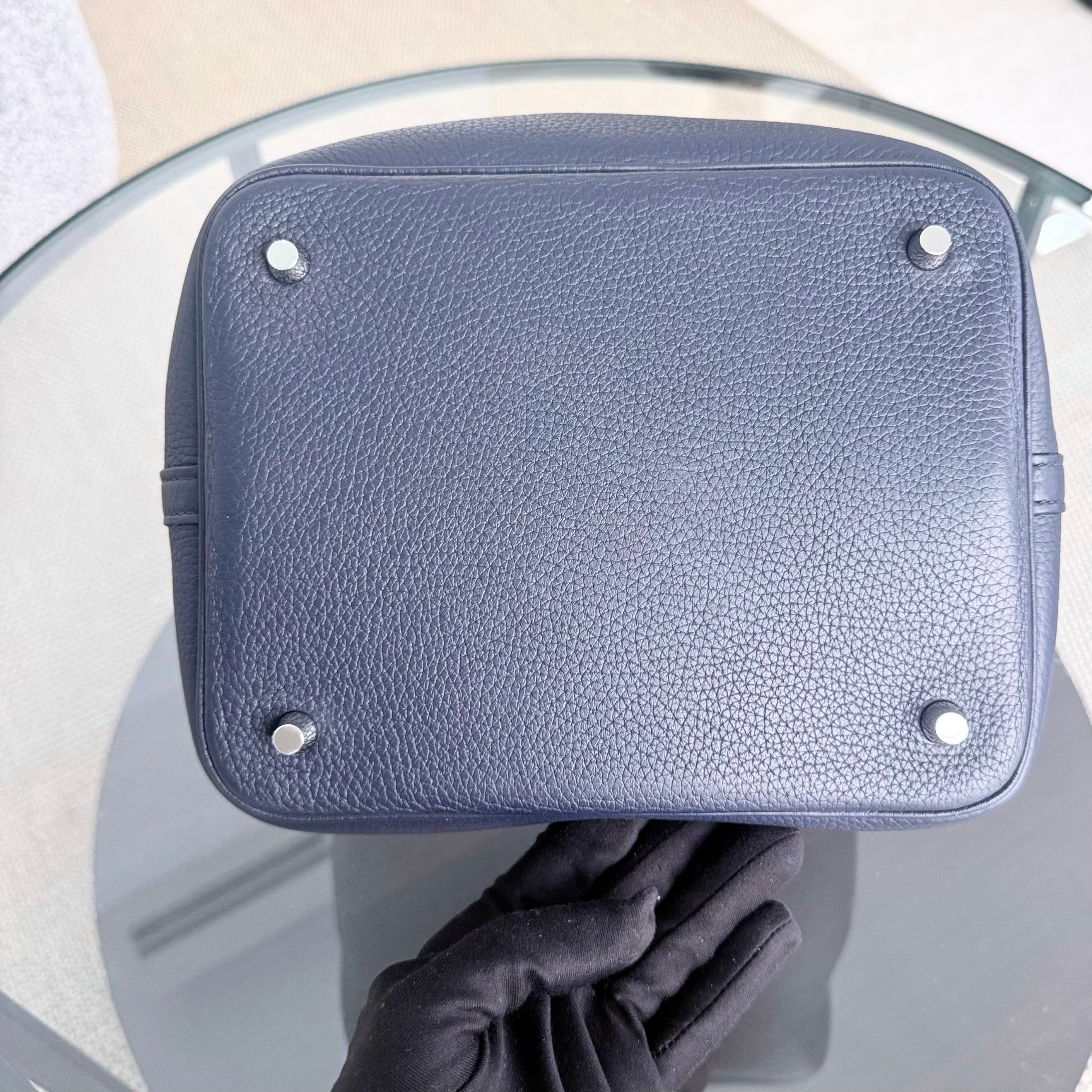 Hermes Picotin 22 - Midnight Blue Clemence Togo Leather Silver Hardware Stamp A