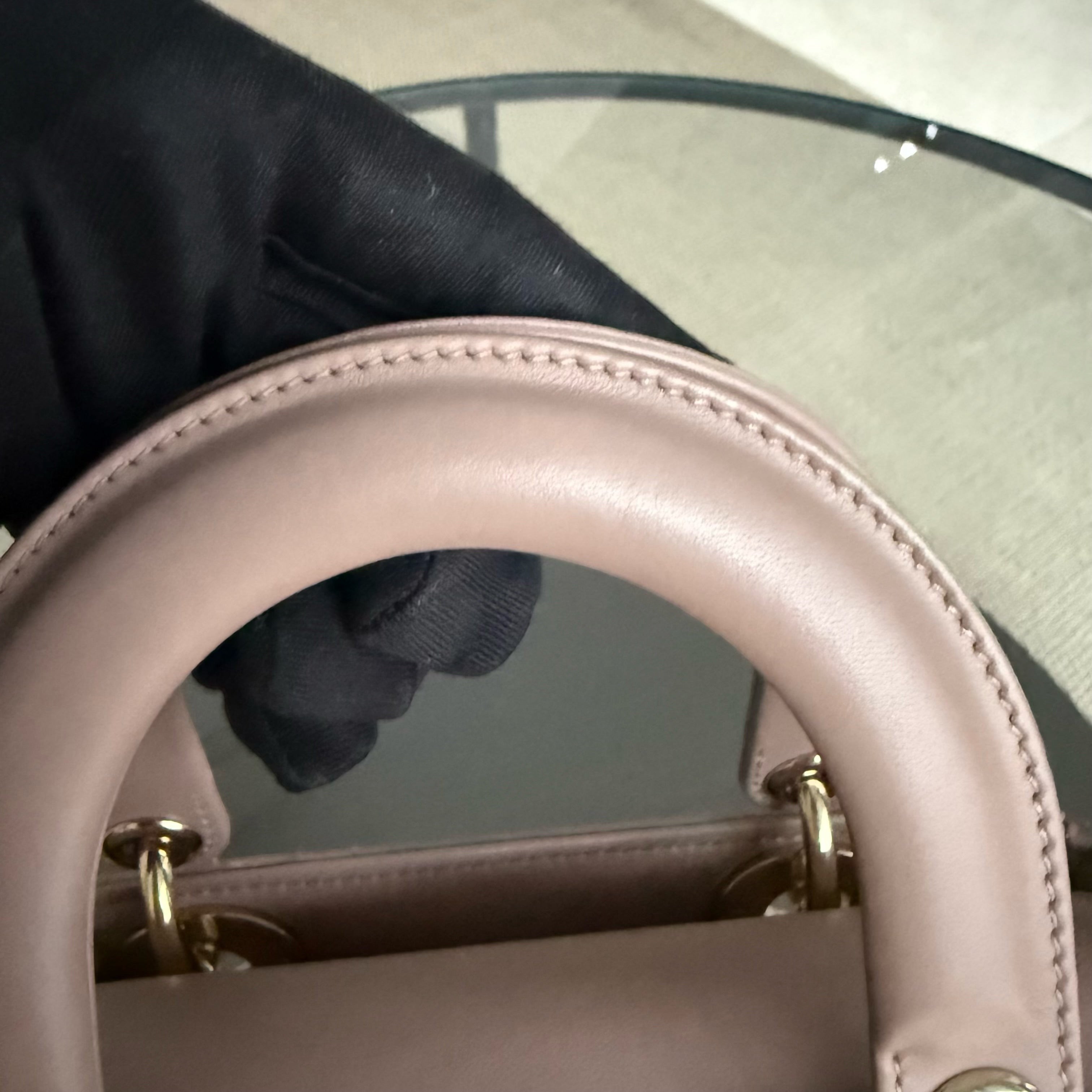 Dior Lady Small Flap - 20CM Cannage Lambskin Blush Pink Gold Hardware