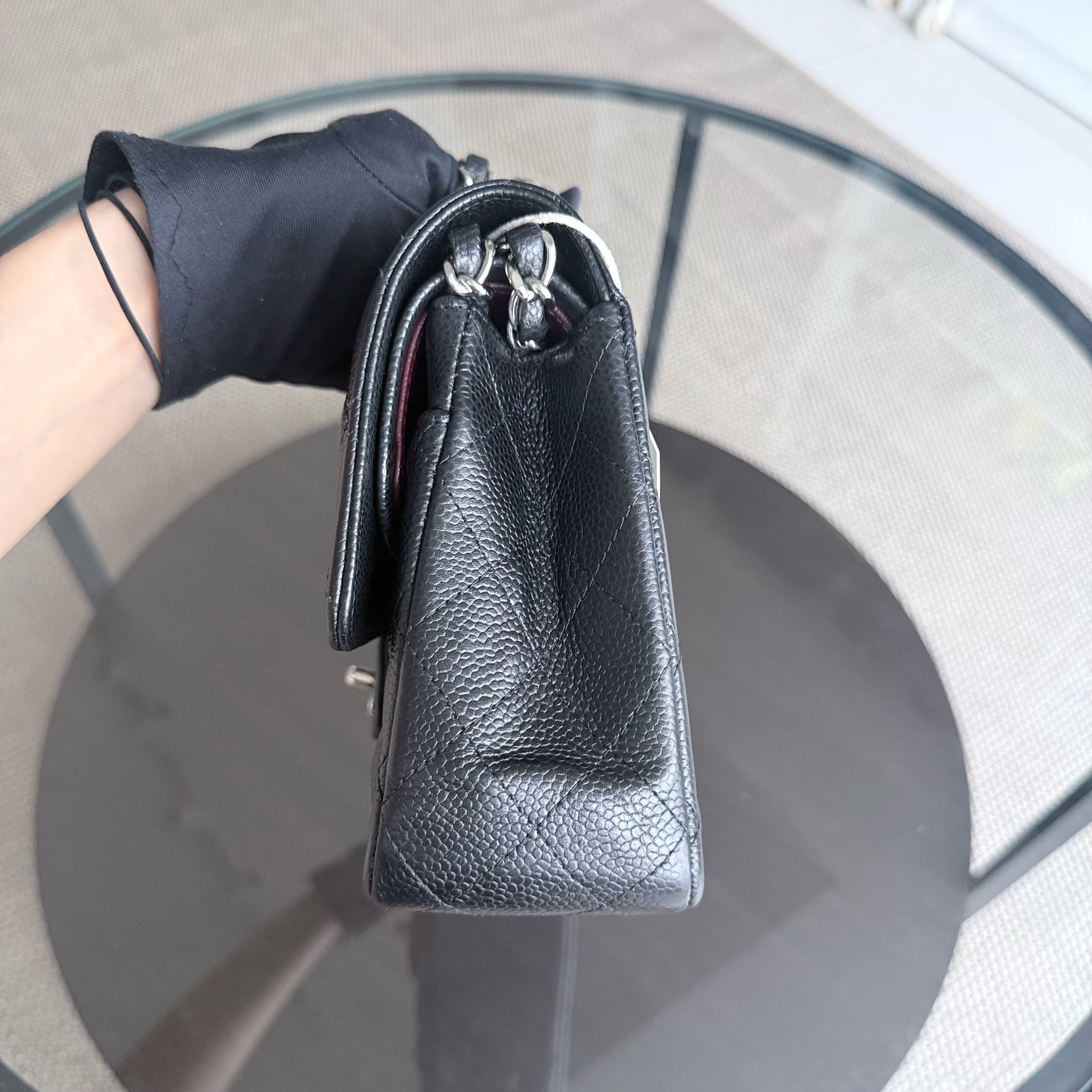 Chanel Classic Flap Medium - Caviar 25CM Quilted Black Silver Hardware Series 25