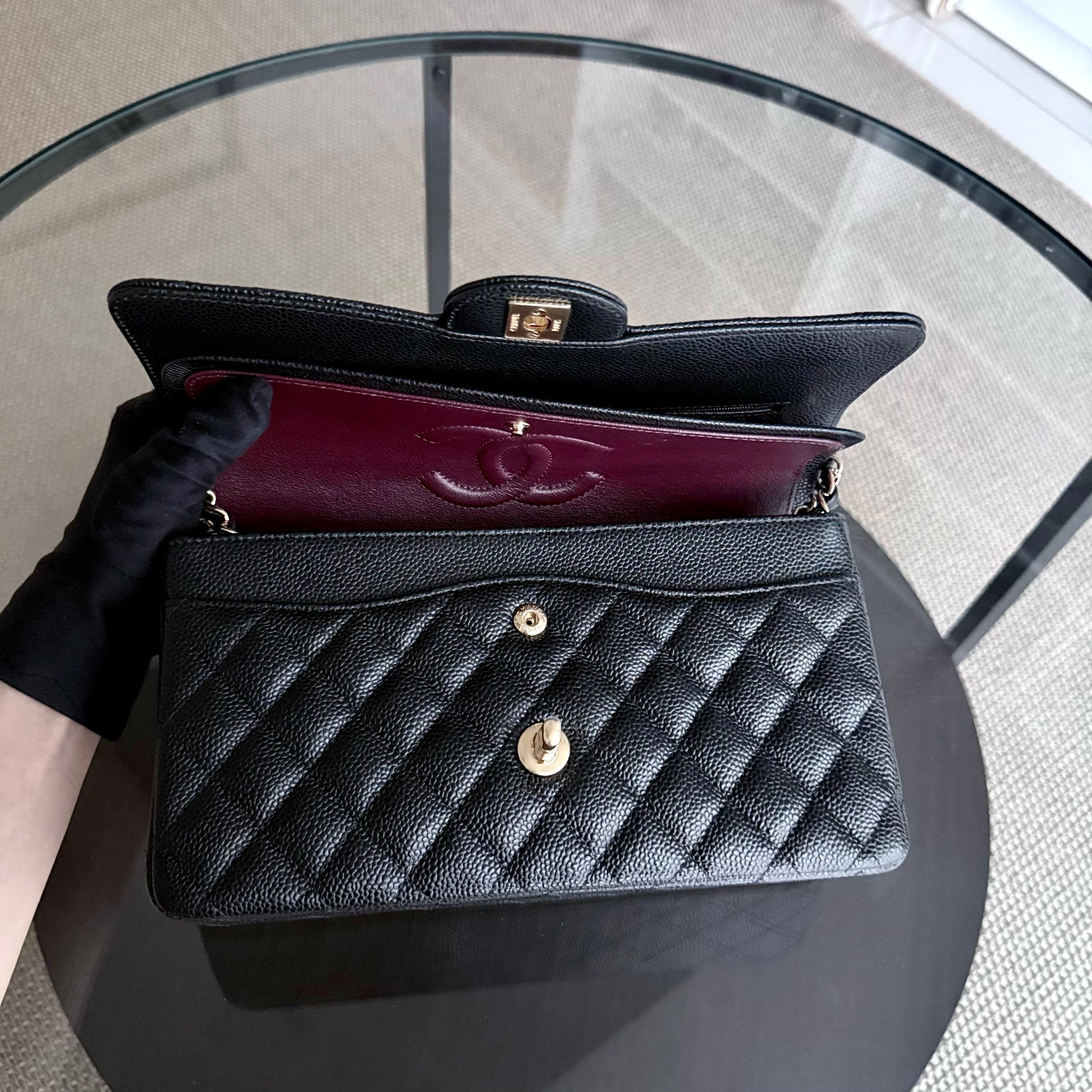 Chanel Classic Flap Medium - Caviar 25CM Quilted Black Gold Hardware Series 30