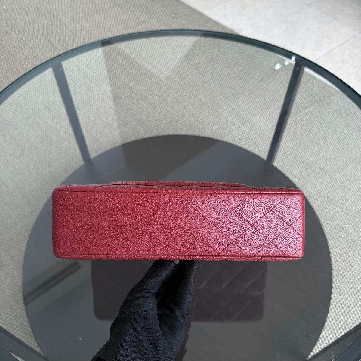 Chanel Classic Flap Medium - 25CM Quilted Caviar Dark Red Silver Hardware Series 14