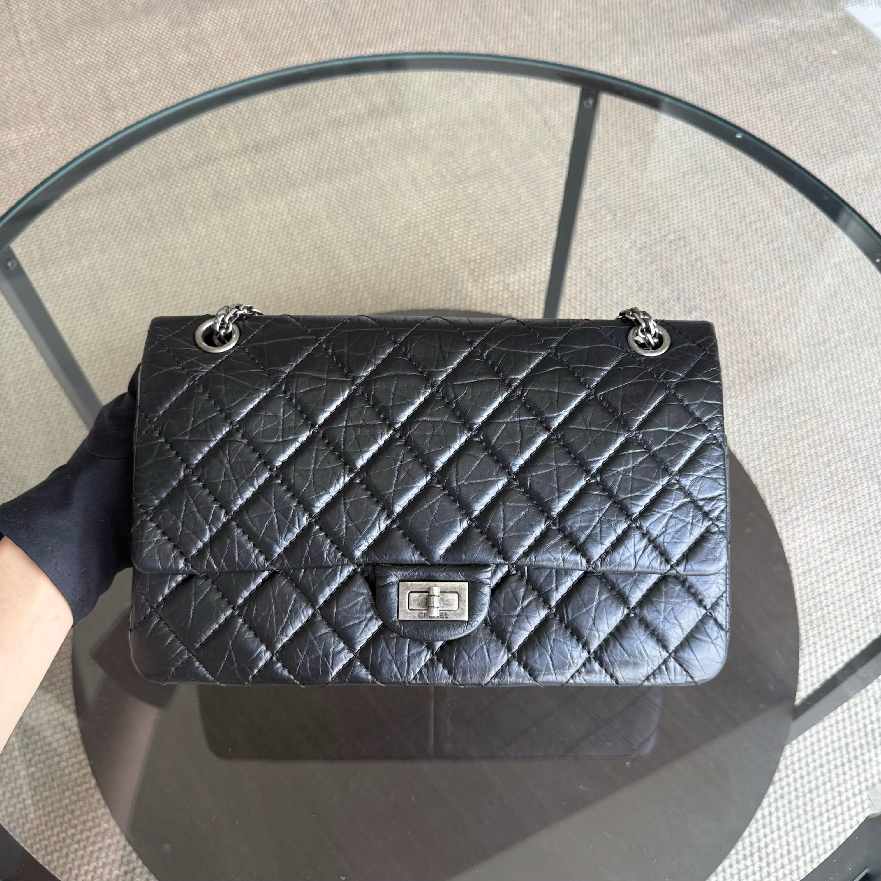Chanel 2.55 Reissue 226 - Quilted Aged Calfskin Black Ruthenium  Silver Hardware Series 19