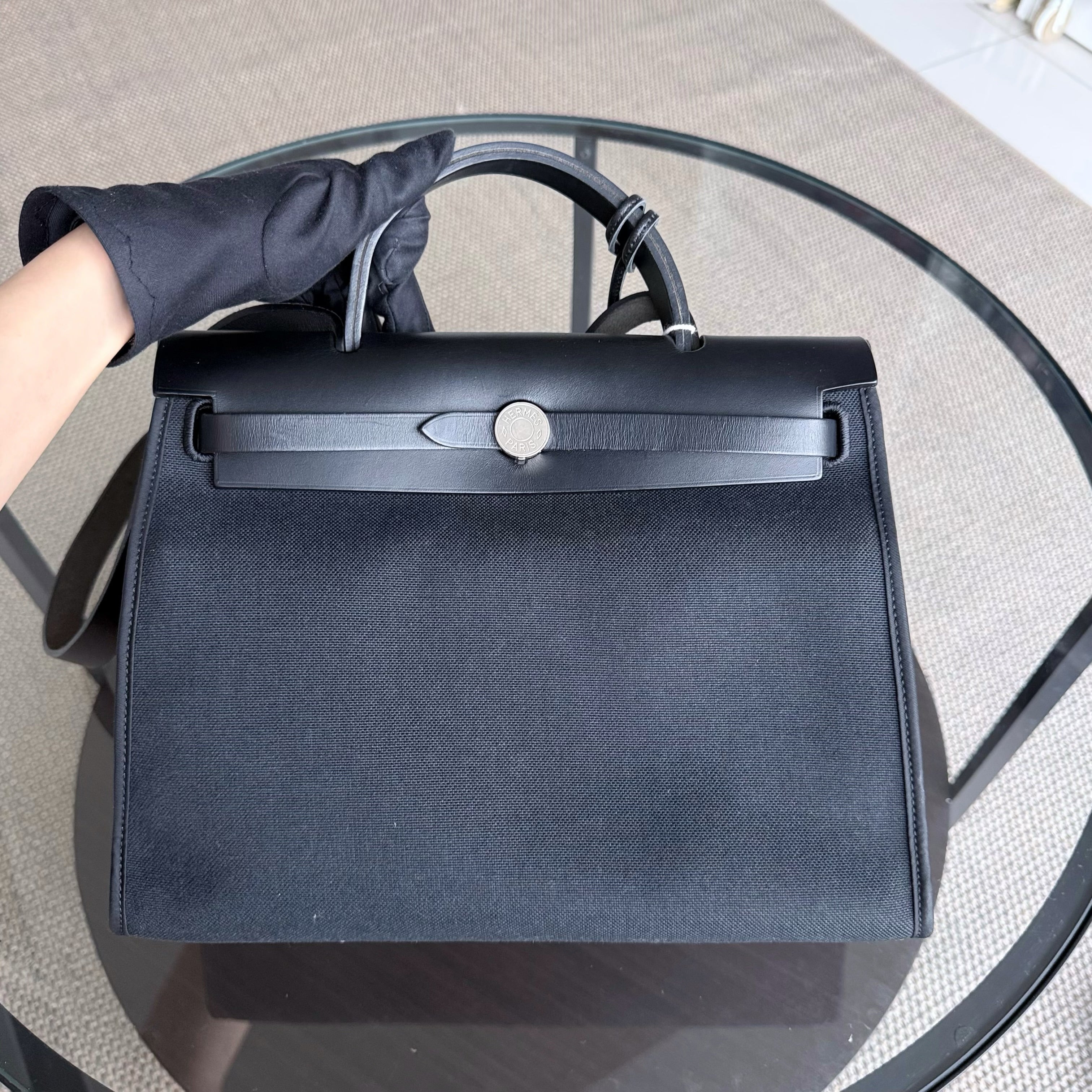 Hermes Herbag Zip 31 Laque Black PHW