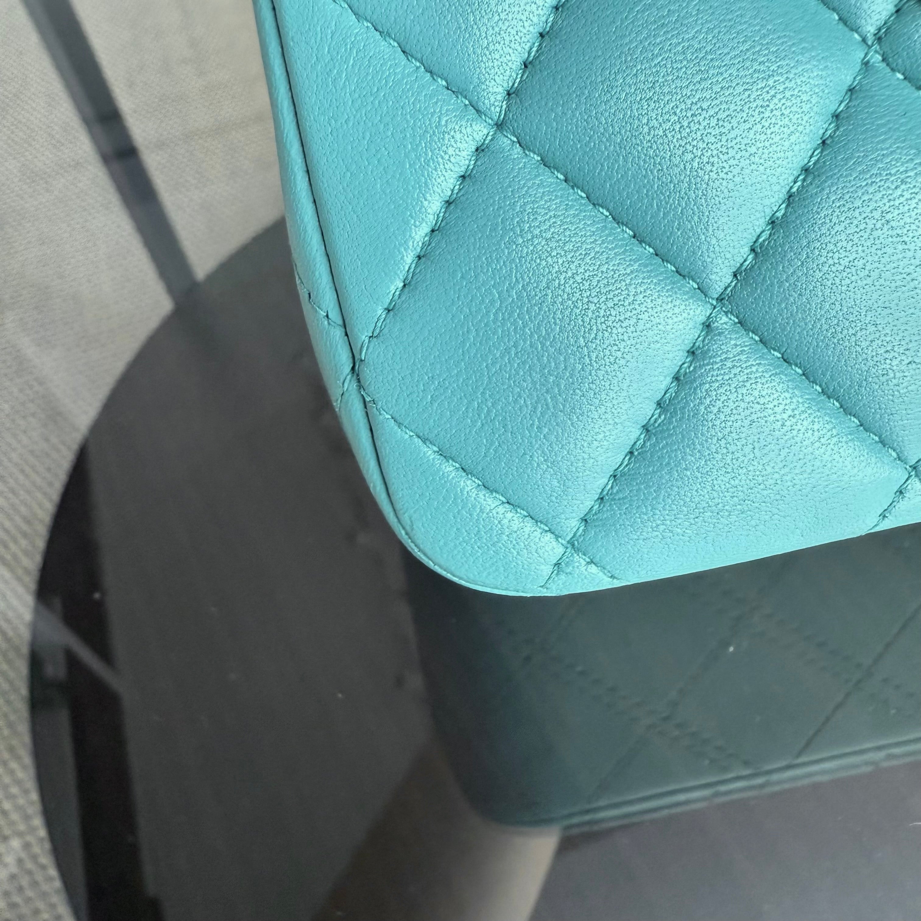 Chanel Classic Flap Medium - 25CM Quilted Lambskin Blue Silver Hardware Series 19