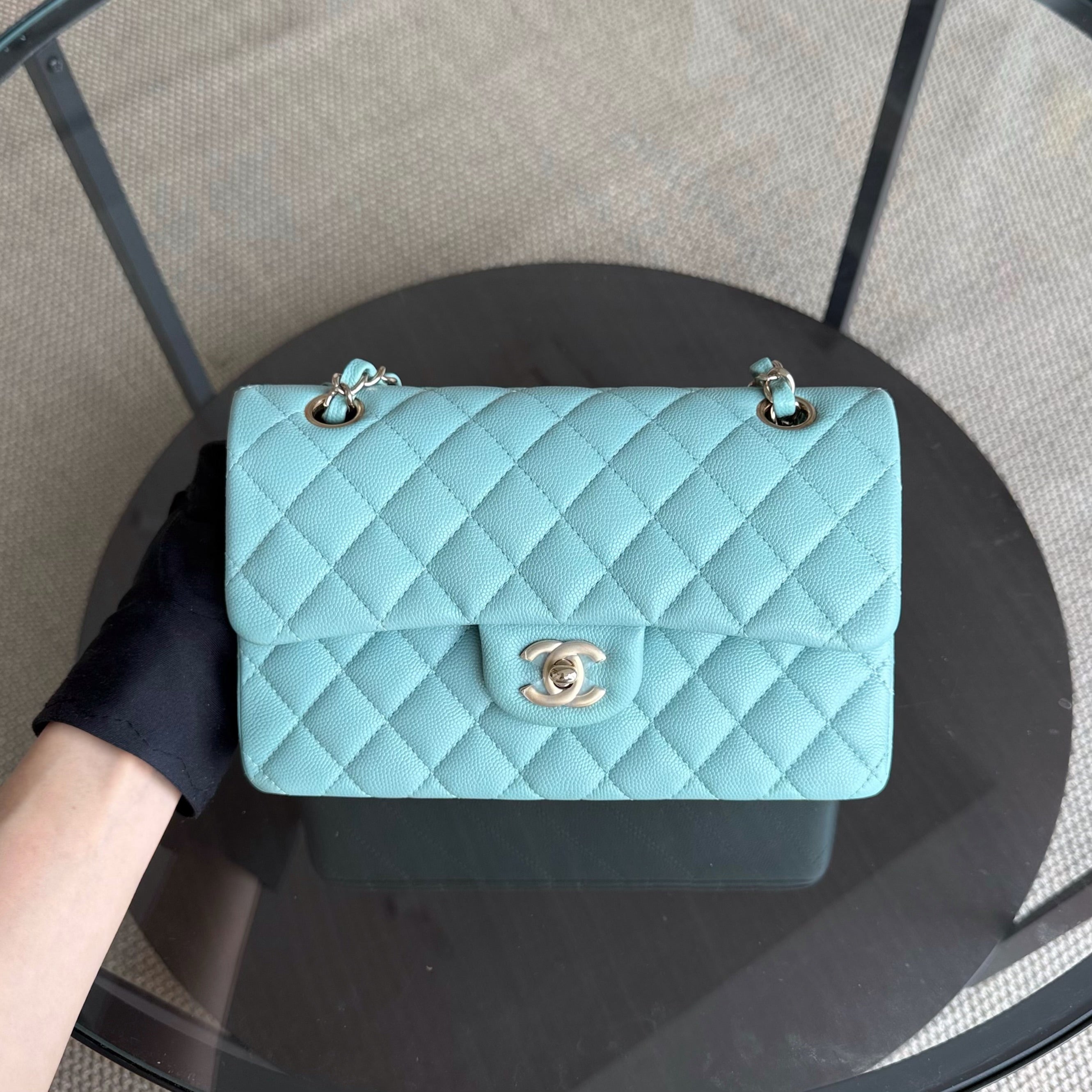 Chanel Classic Flap Small - Caviar 23CM Quilted Mint Green Blue Gold Hardware Series 29