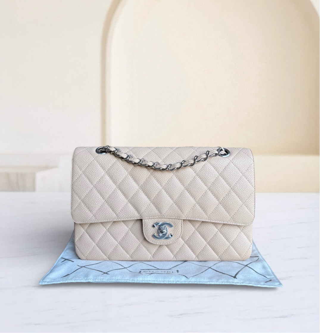 Chanel Classic Flap Medium - 25CM Quilted Caviar Silver Hardware Series 12