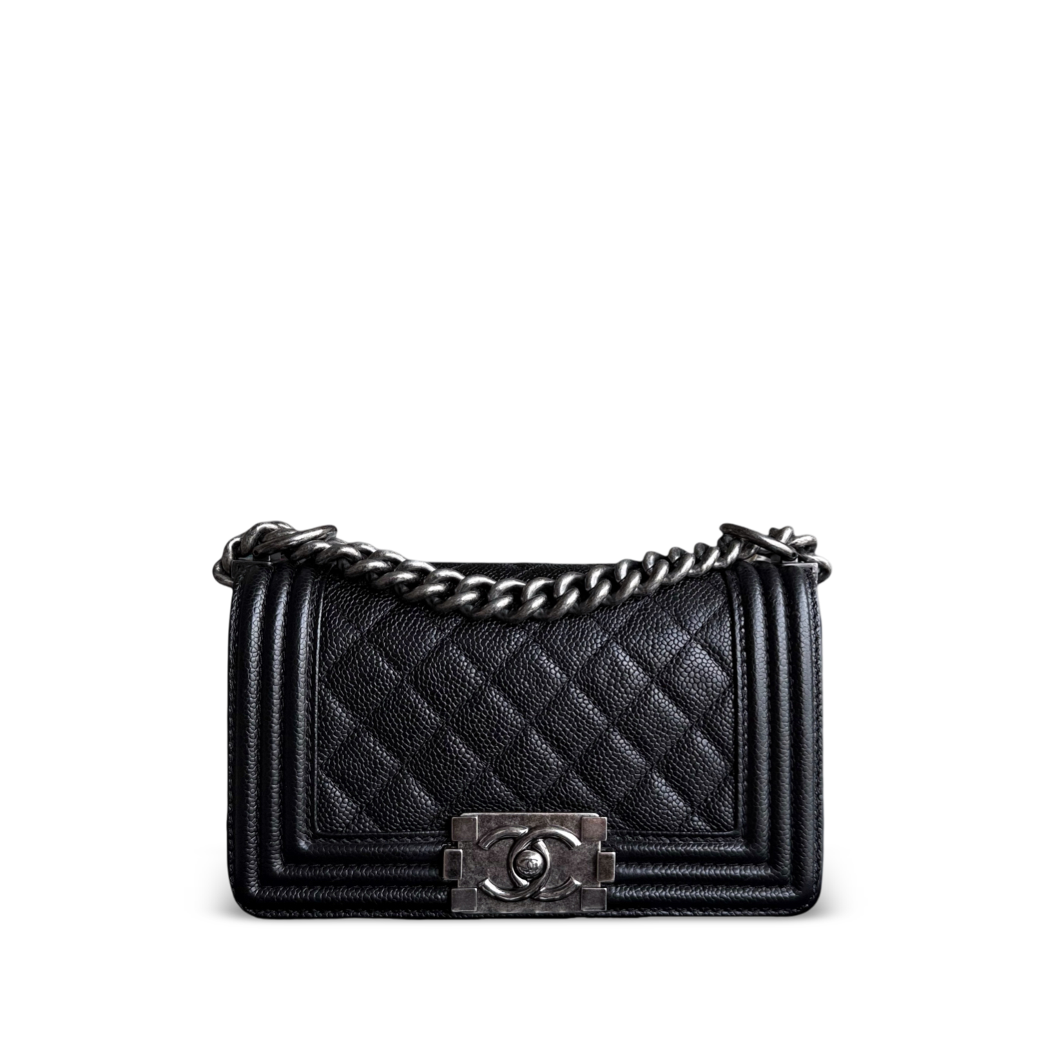 Chanel Boy Small - Caviar 20CM Quilted Black Ruthenium Silver Hardware Series 23