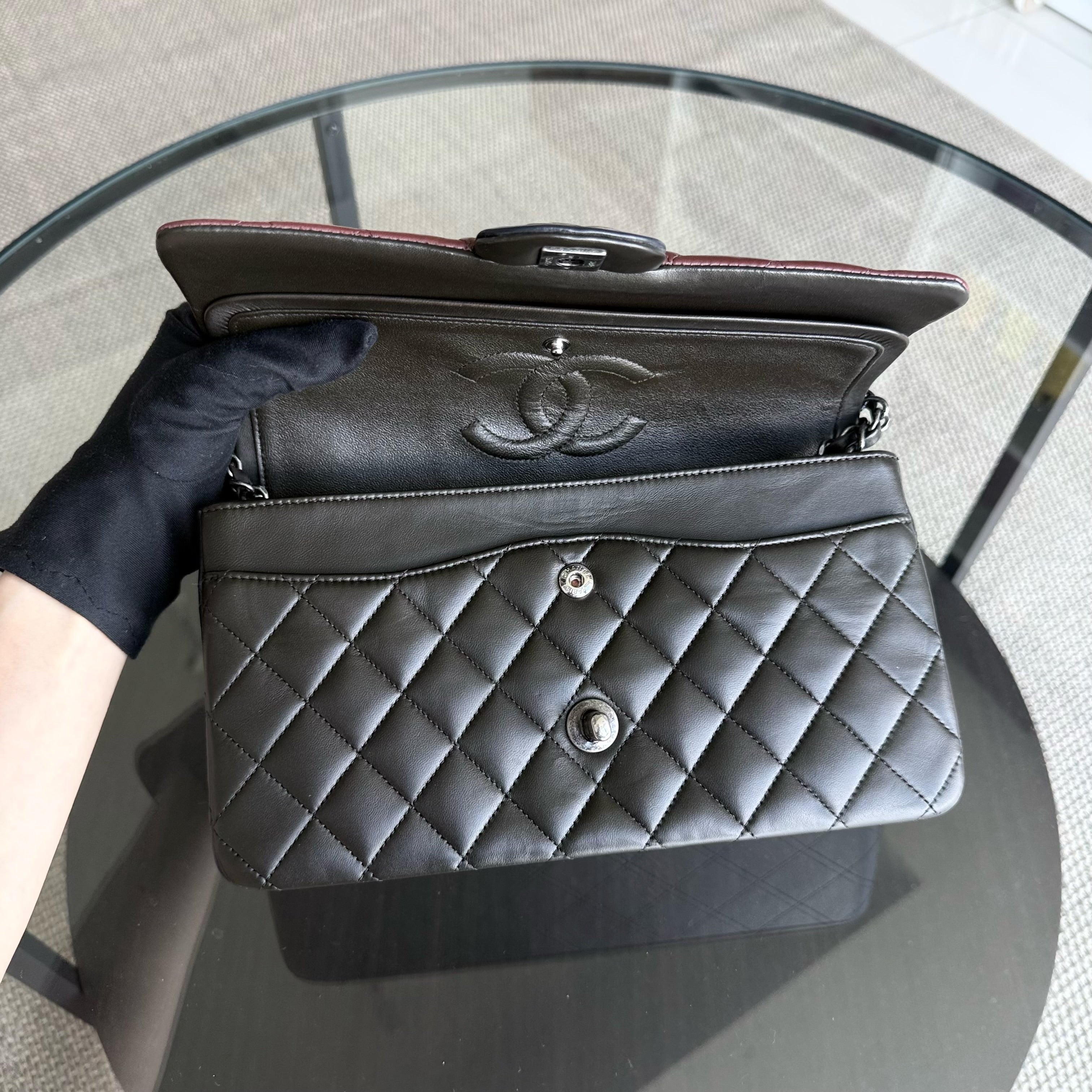 Chanel Classic Flap Medium - 25CM Quilted Lambskin Tri-Colo Silver Hardware Series 18