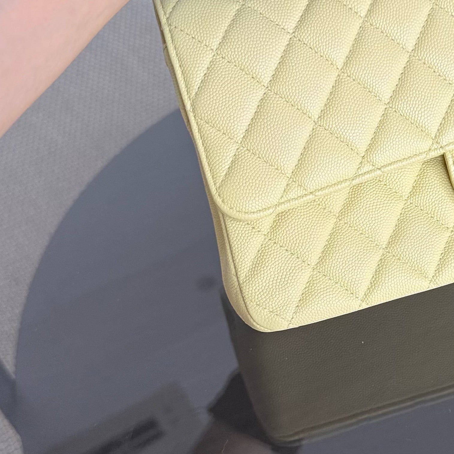 Chanel Classic Flap Medium - Caviar Quilted Light Yellow Silver Hardware Series 25