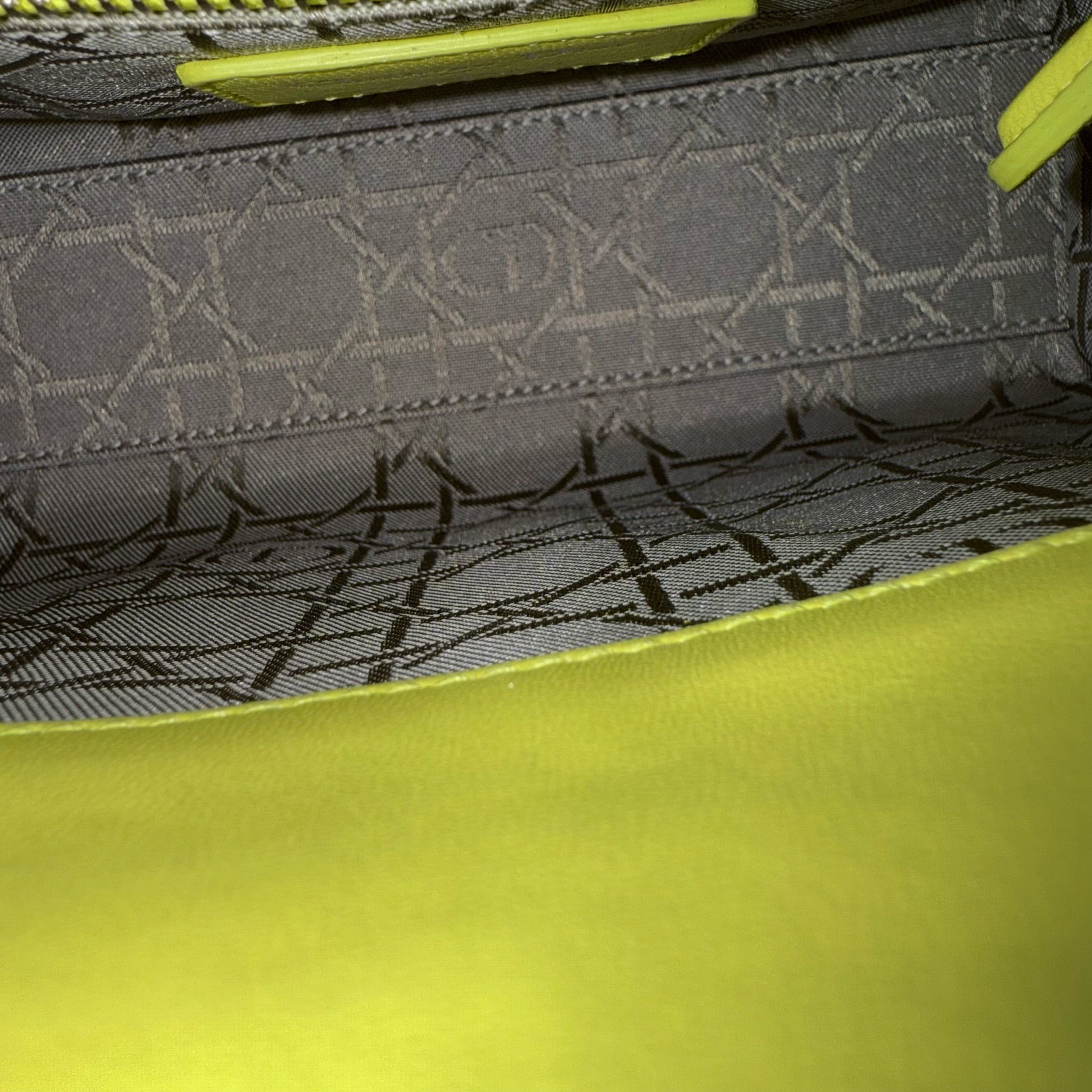 Dior Lady Mini - Cannage Lambskin Yellow Silver Hardware Adjustable Strap