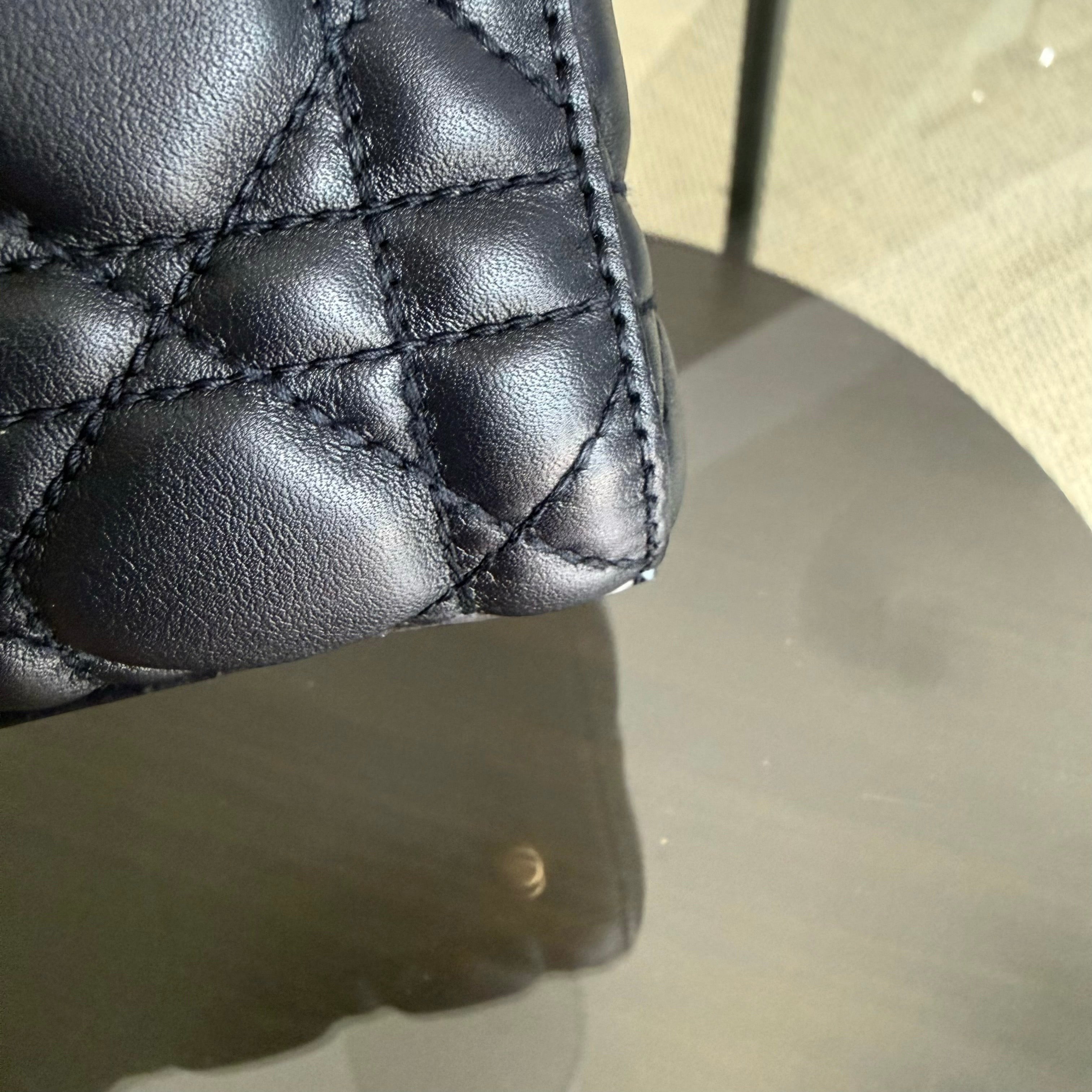 Dior Lady Medium Flap - Cannage Calfskin Midnight Blue Gold Hardware
