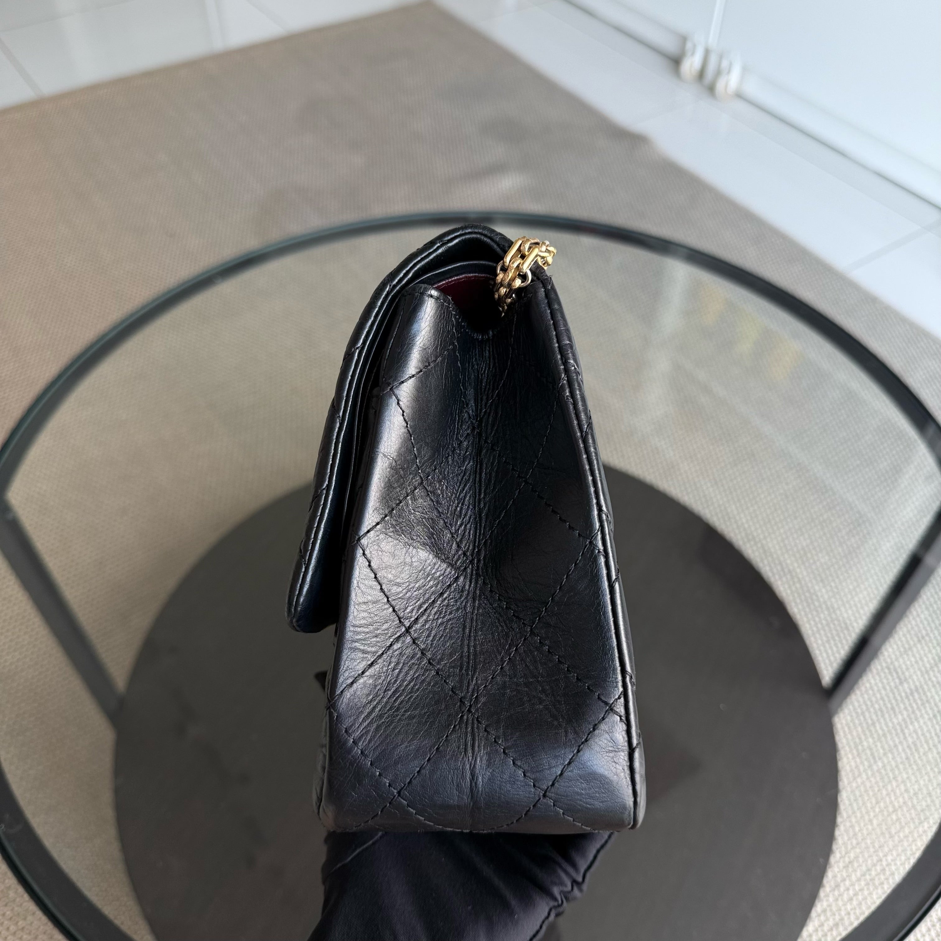 Chanel 2.55 Reissue 227 - Quilted Aged Calfskin Black Gold Hardware Series 18