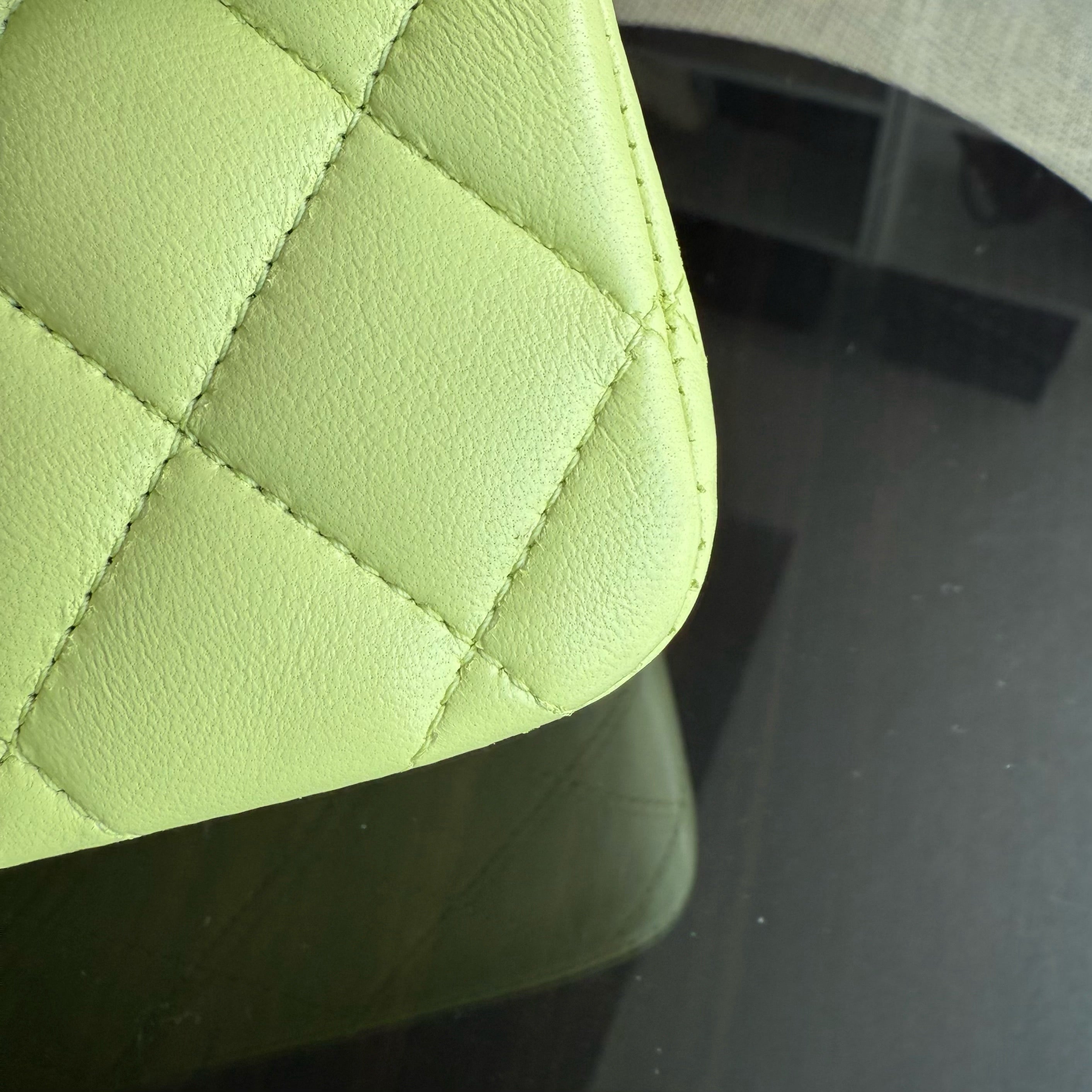 Chanel Classic Flap Medium - 25CM Quilted Lambskin Lime Silver Hardware Series 14