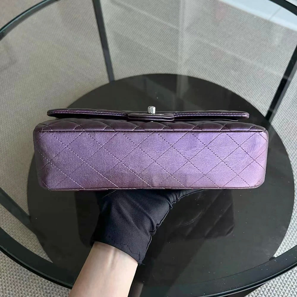Classic Flap Quilted Lambskin Purple Silver Hardware Series 24