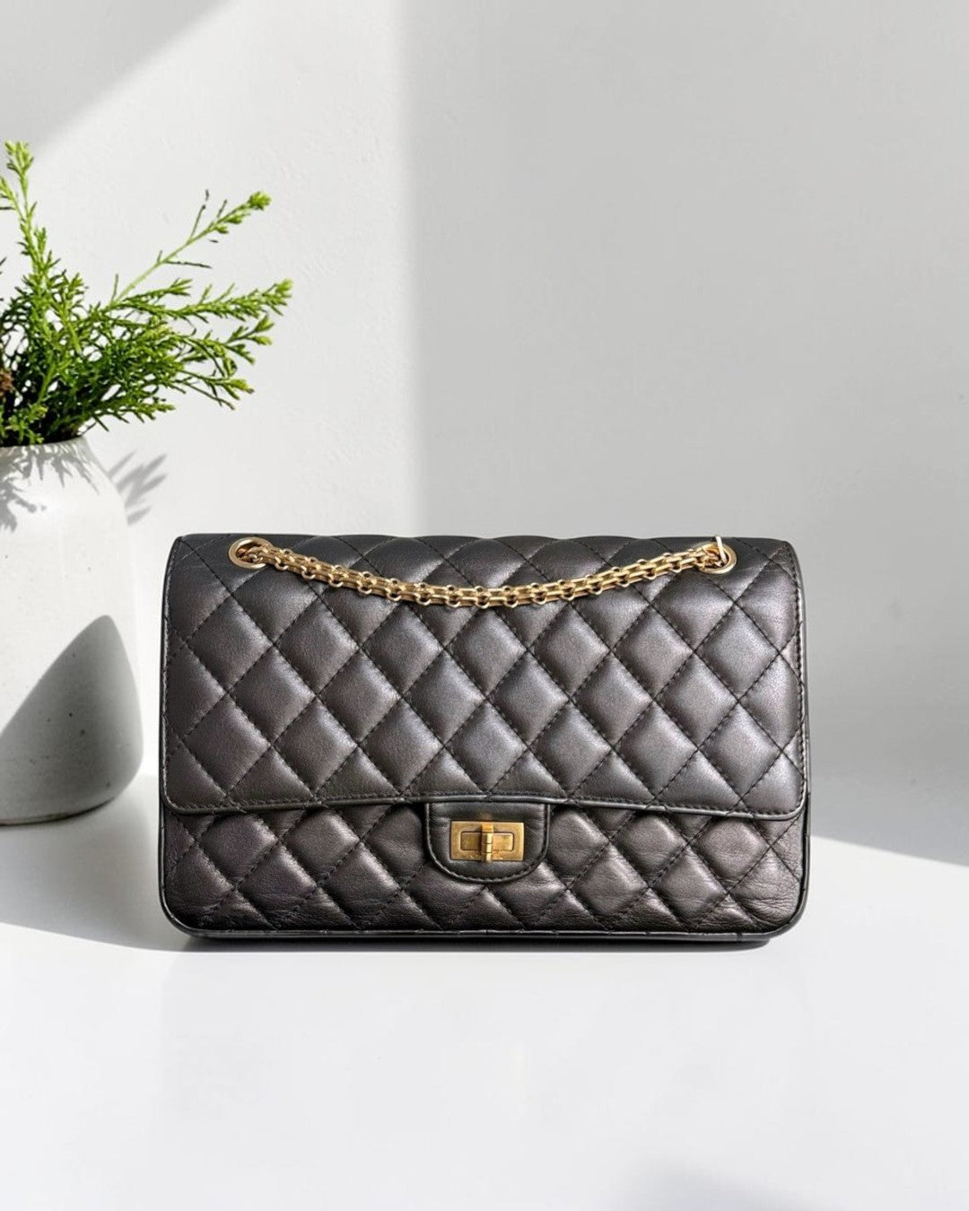 Chanel 2.55 Reissue 226 - Quilted Aged Calfskin Dark Grey Bronze Gold Hardware
