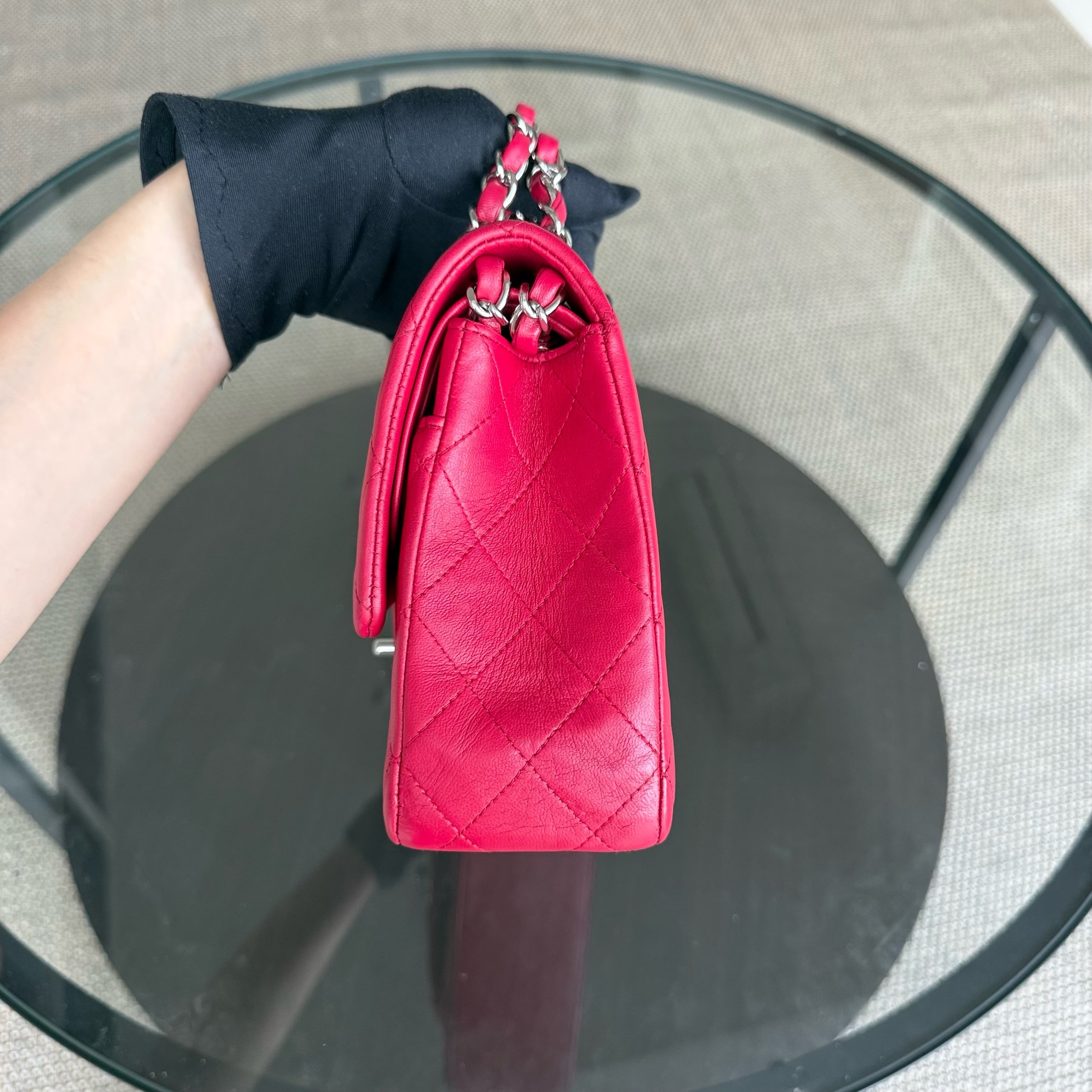 Chanel Classic Flap Medium - 25CM Quilted Lambskin Red Gold Hardware Series 13