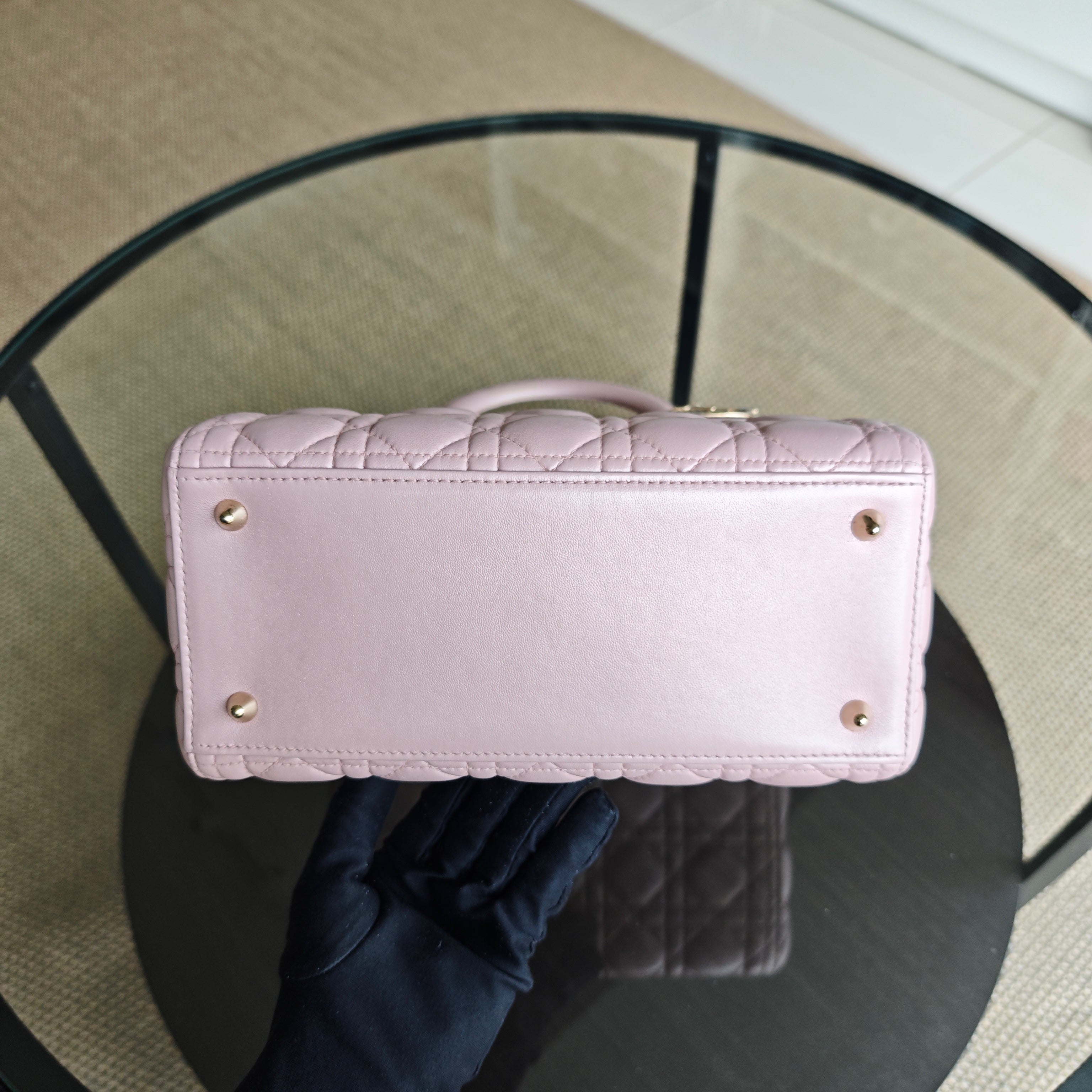 Lady Medium Cannage Lambskin Pink Gold Hardware