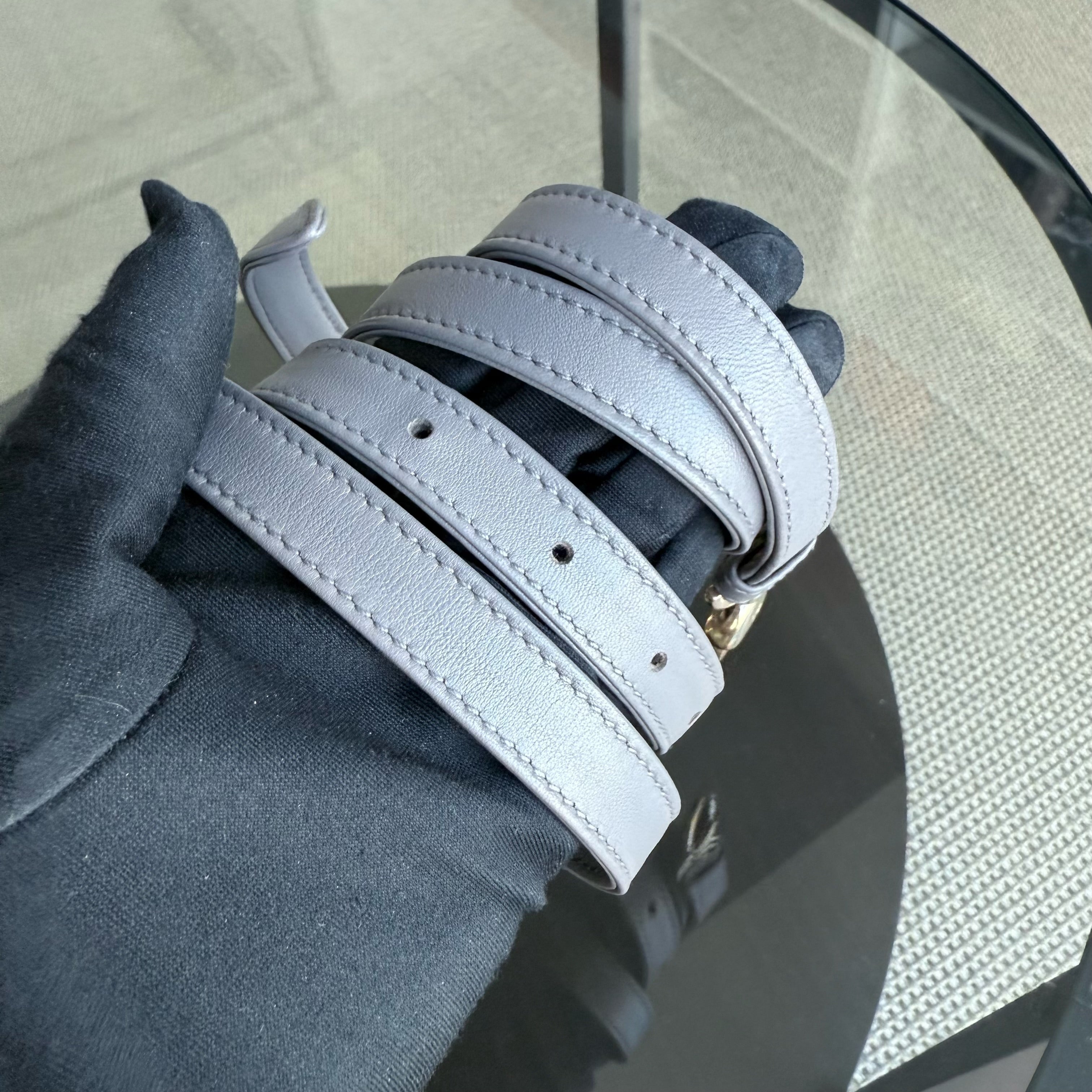 Dior Lady Mini - Cannage Lambskin Grey Gray Gold Hardware Adjustable Strap