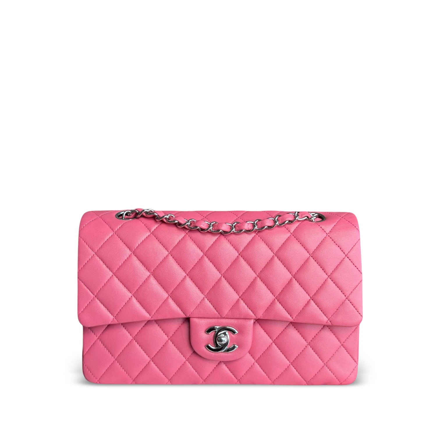 Chanel Classic Flap Medium - 25CM Quilted Lambskin Light Pink Silver Hardware Series 16